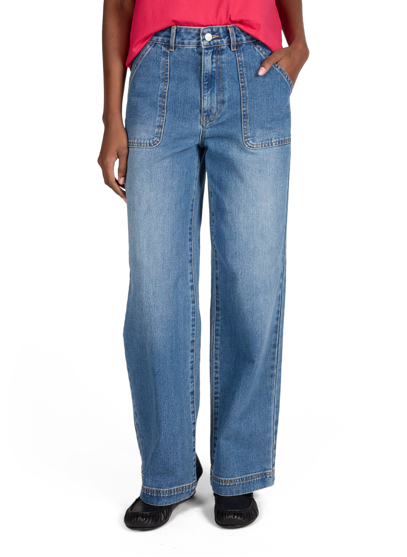 High-waisted cotton Vibinja jeans VILA Blue