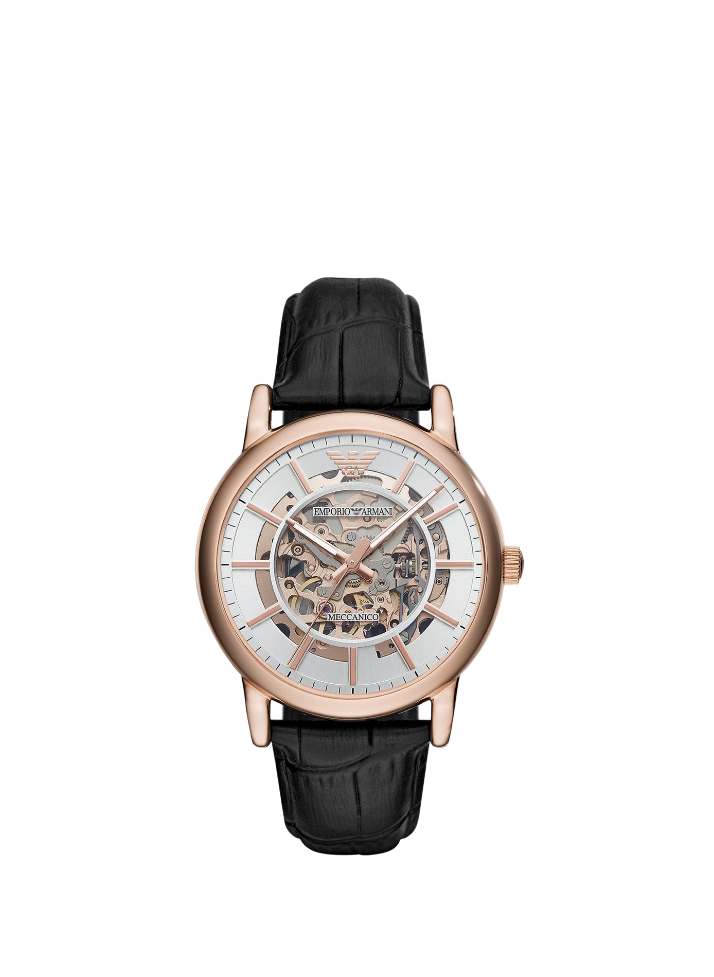 Montre automatique en cuir ARMANI MONTRES Argent