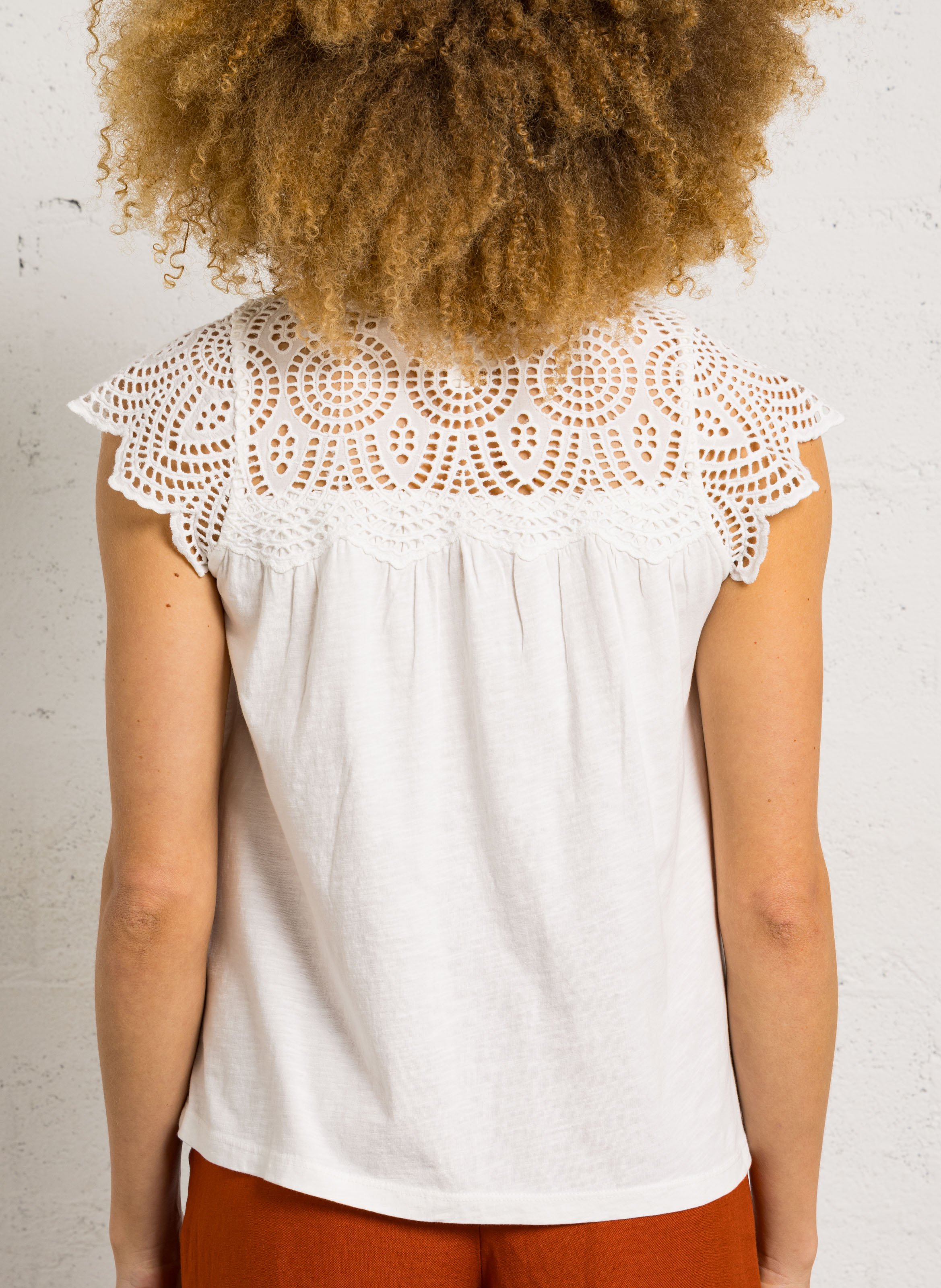 Top col v en coton lilou MAISON 123 Blanc