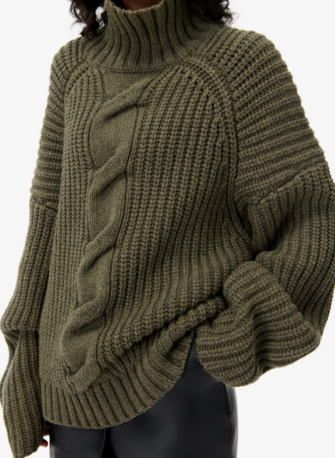Oversized braided wool blend Rhona sweater IRO Khaki