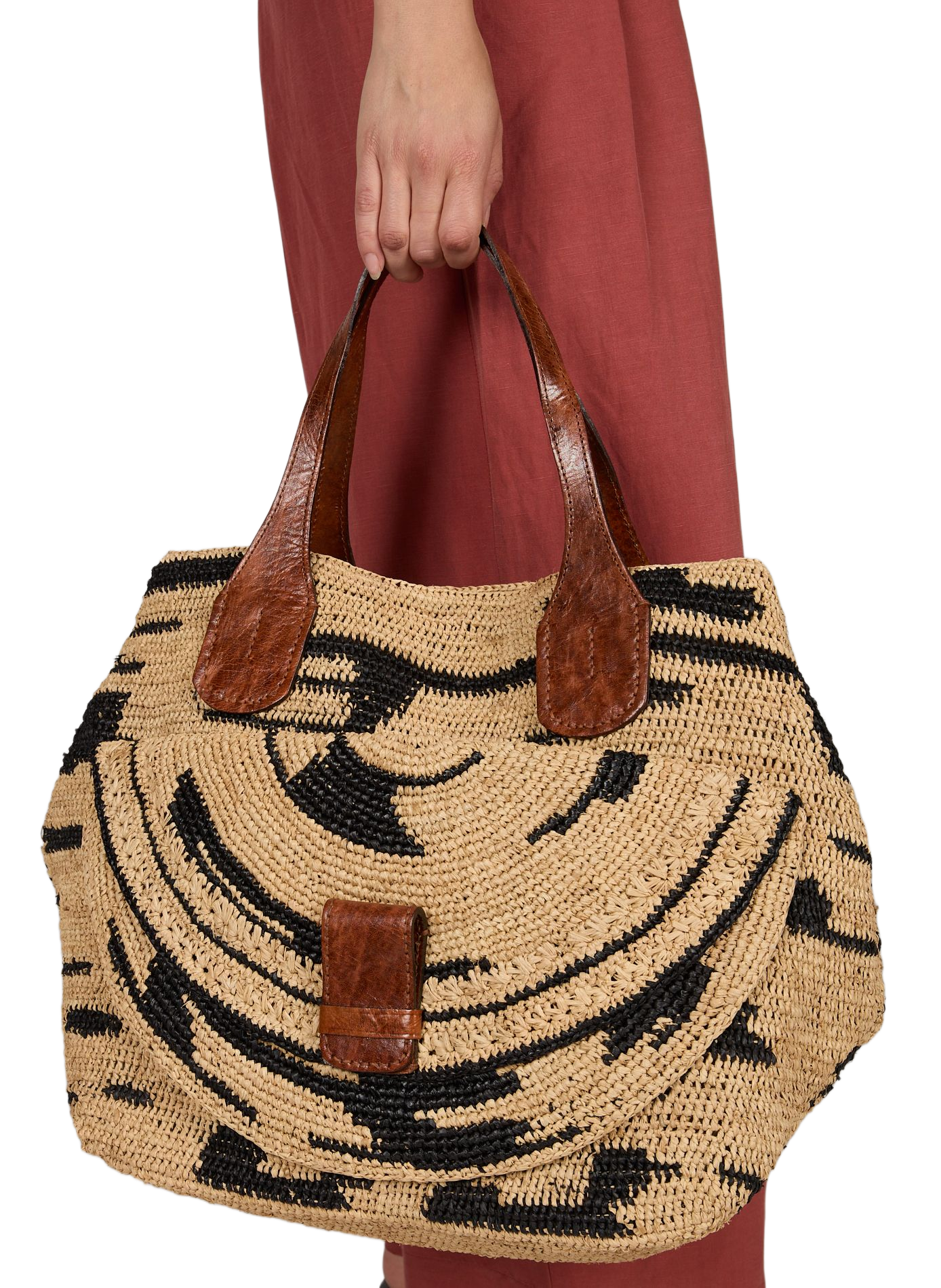 Laza II raffia and cotton bag IBELIV Multicolour