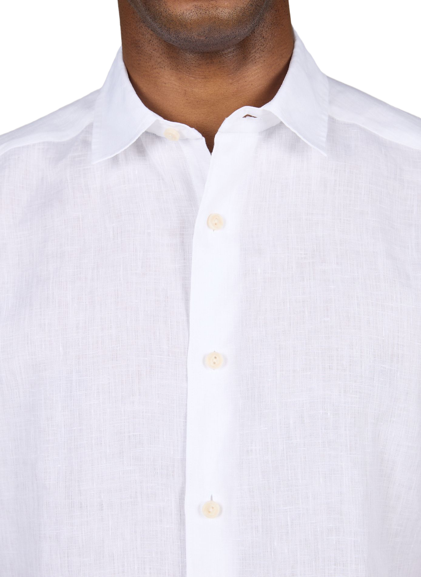 Straight shirt with short sleeves in linen ETON White