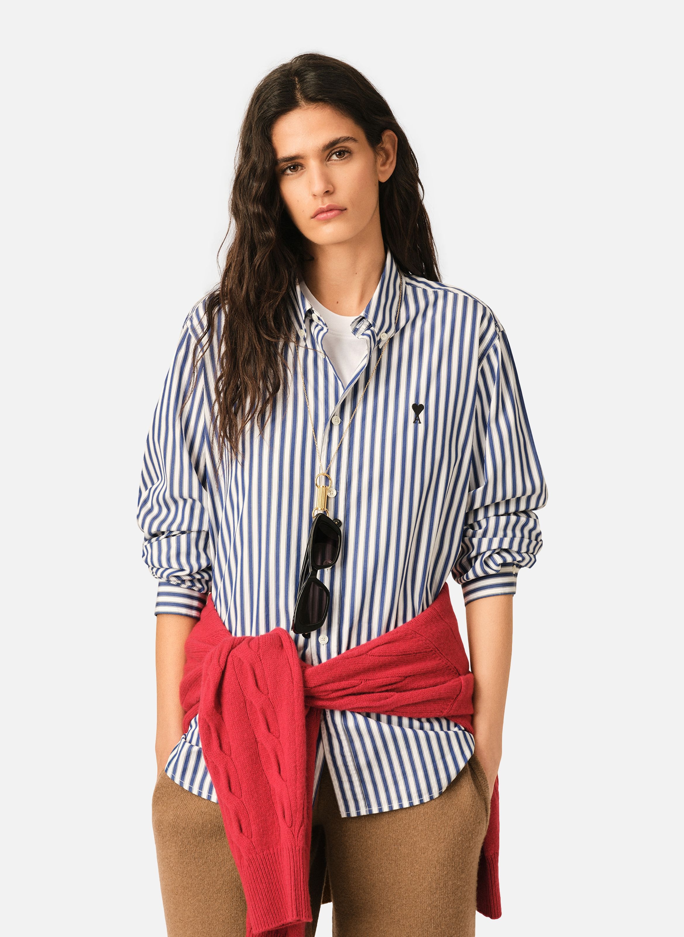 Chemise rayée unisexe en coton ami de coeur AMI PARIS Bleu