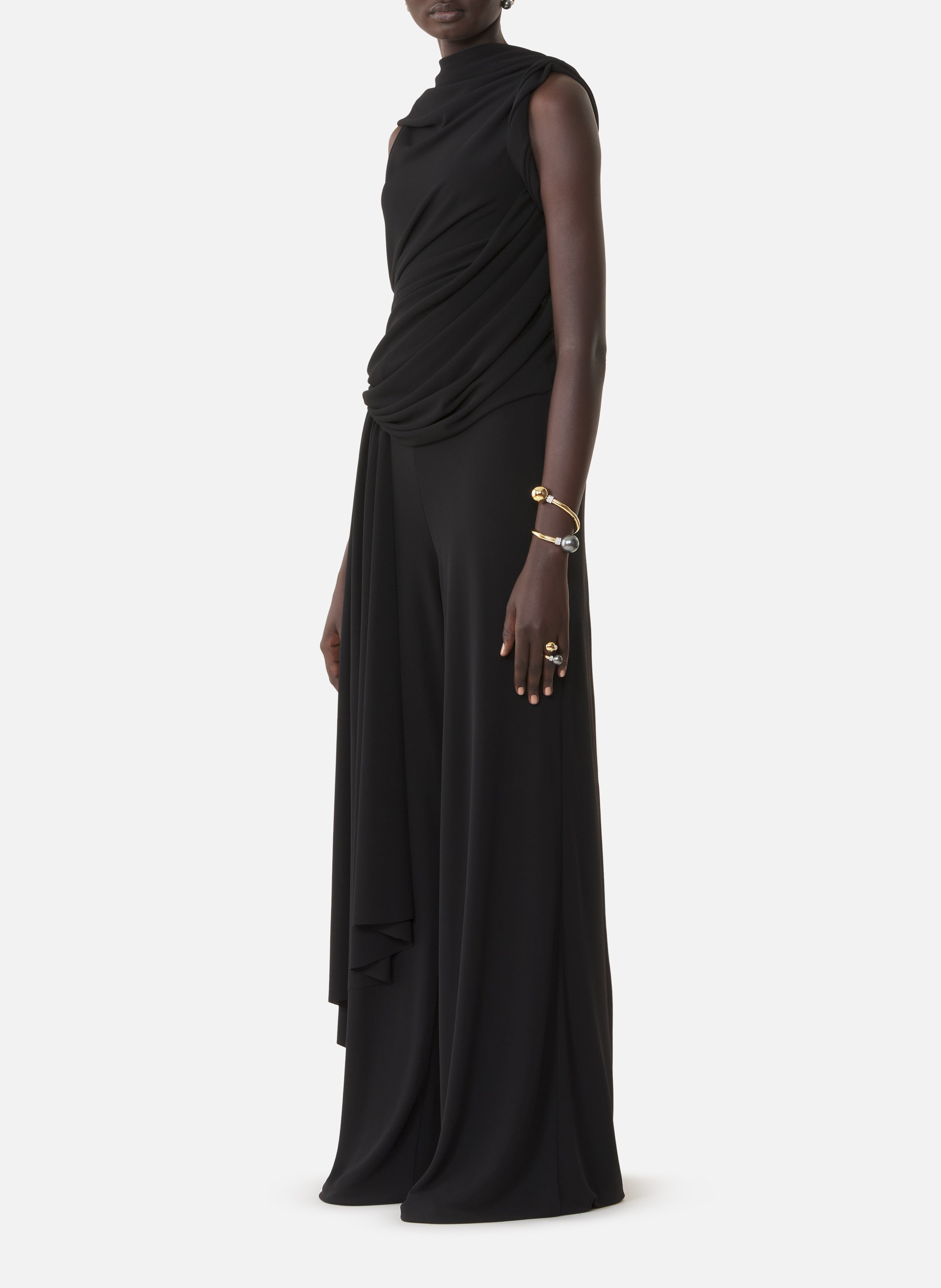 Combinaison drapée en jersey crêpe LANVIN Noir