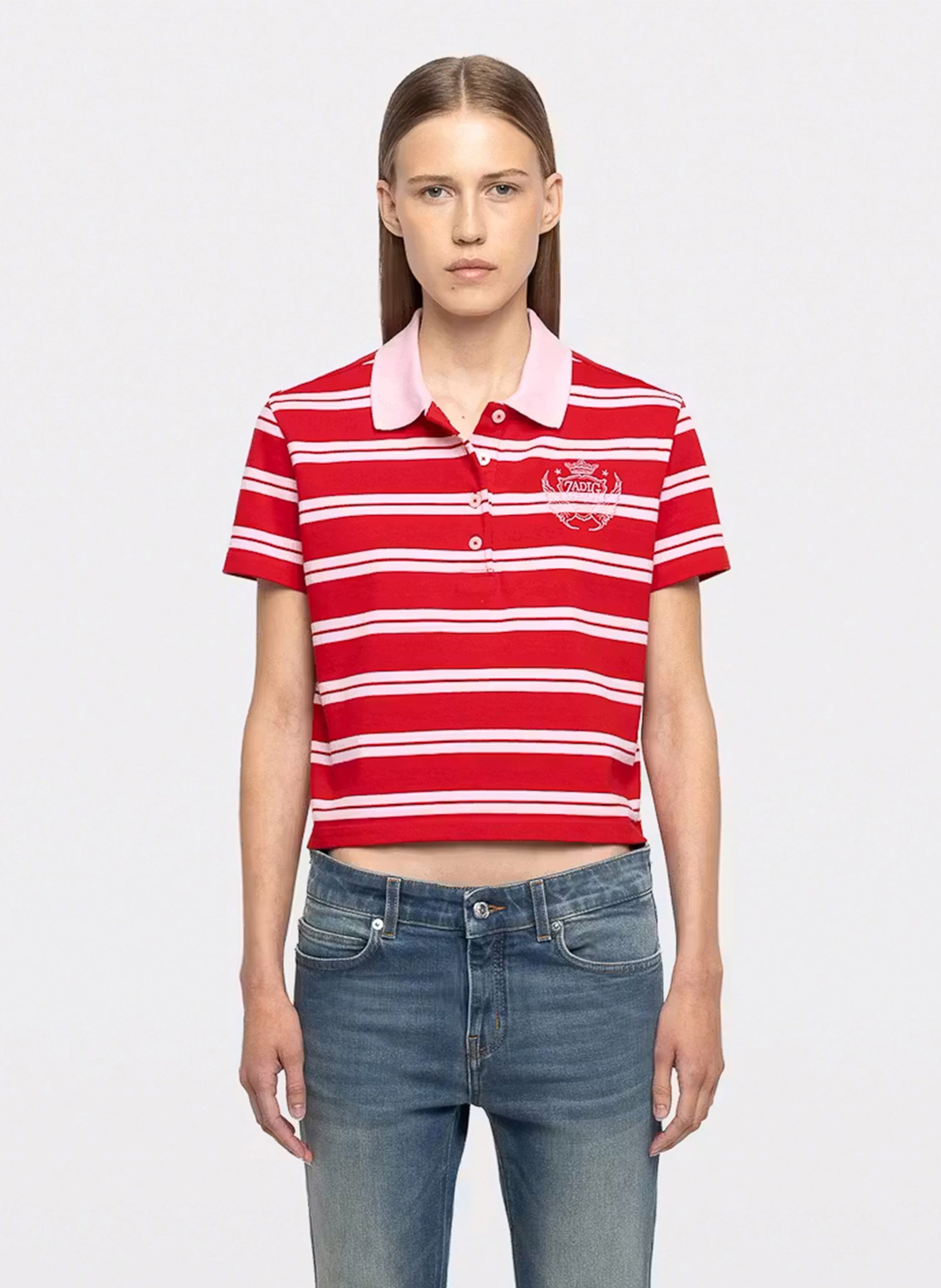 Polo droit en coton rayé mirta ZADIG&VOLTAIRE Rouge