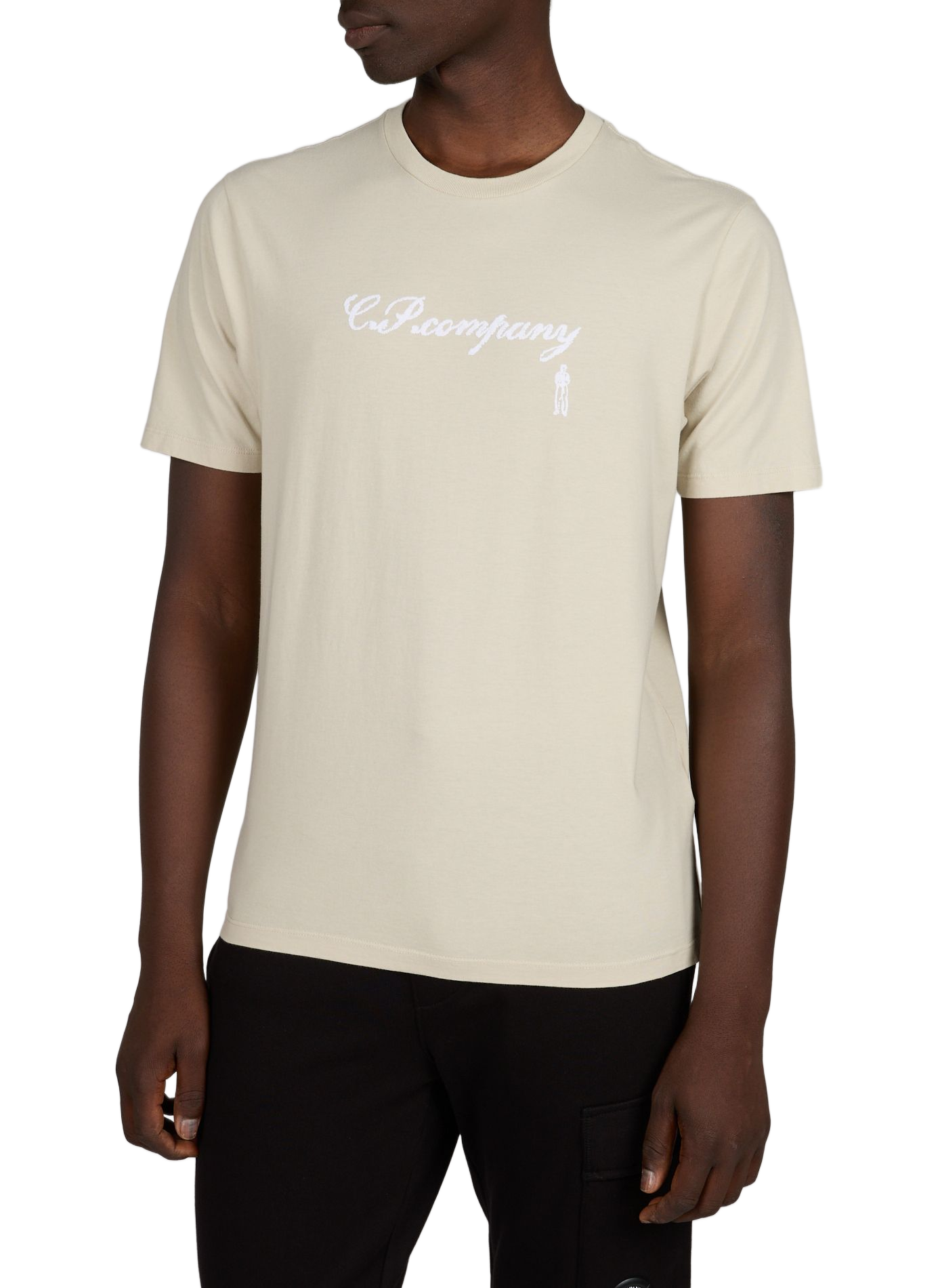 T-shirt met geborduurd logo van katoen CP COMPANY Beige
