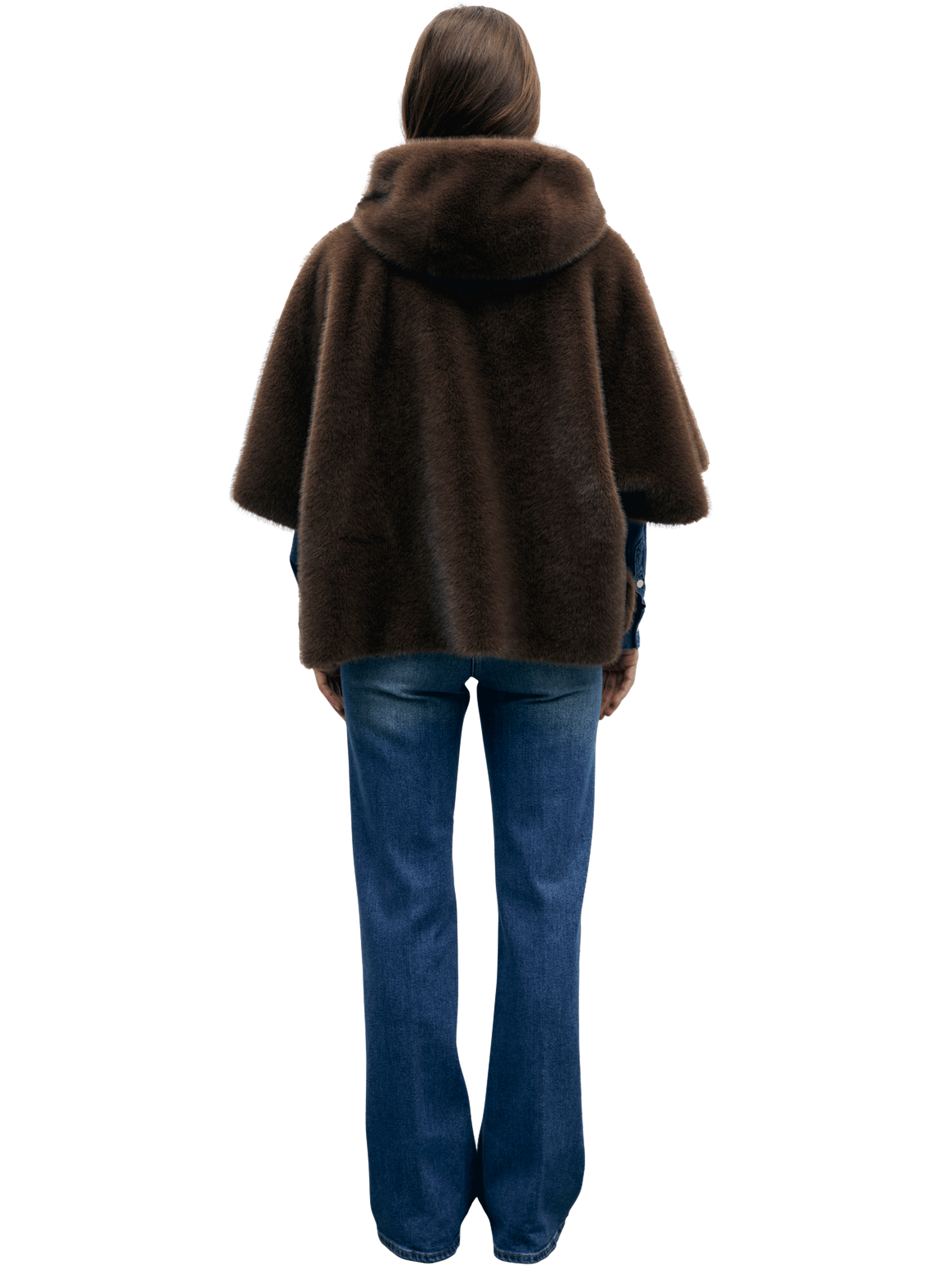Cape en fausse fourrure à capuche - amel GERARD DAREL Marron