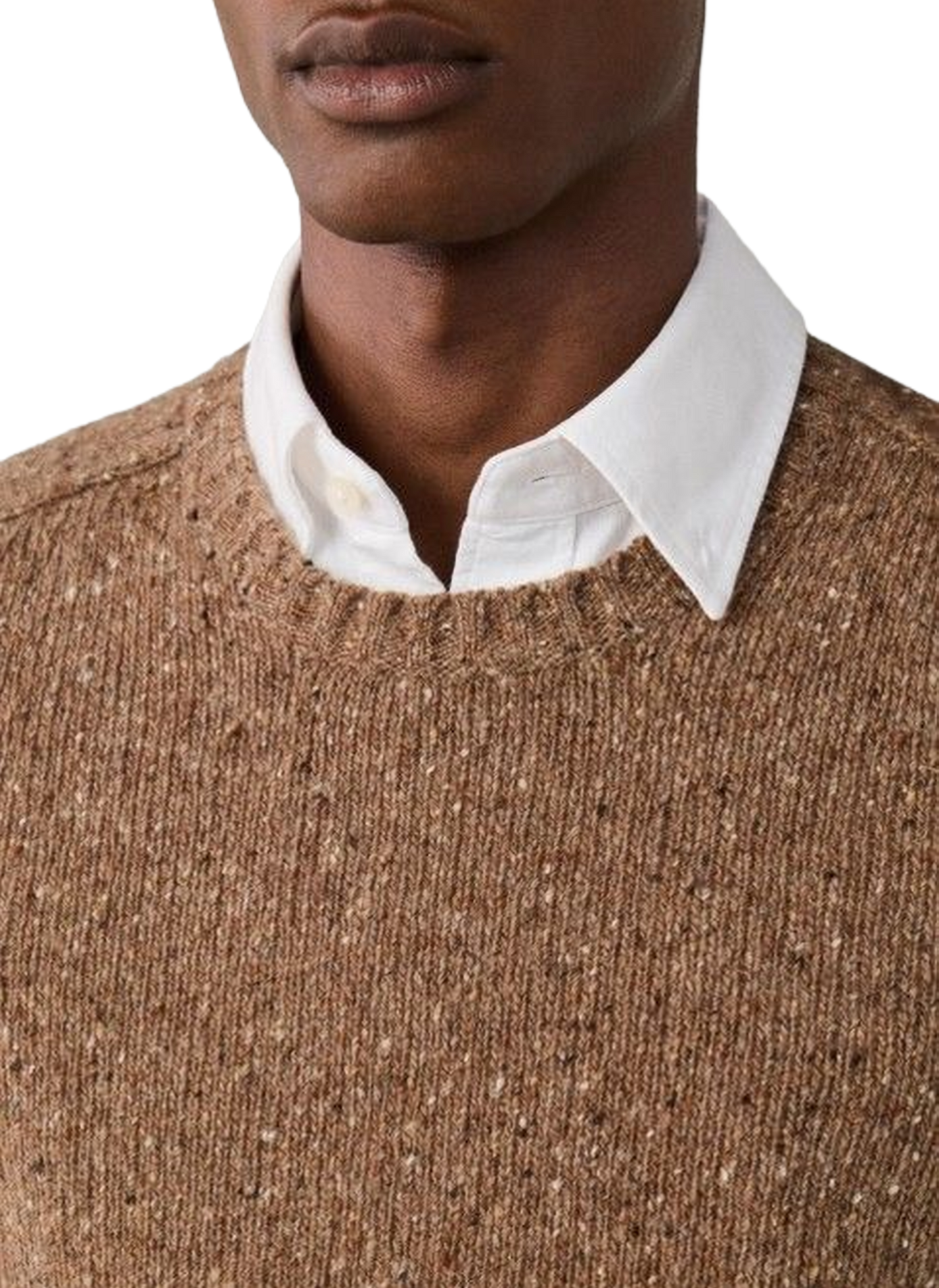 Runder Wollpullover in Uni-Farbe HACKETT Beige