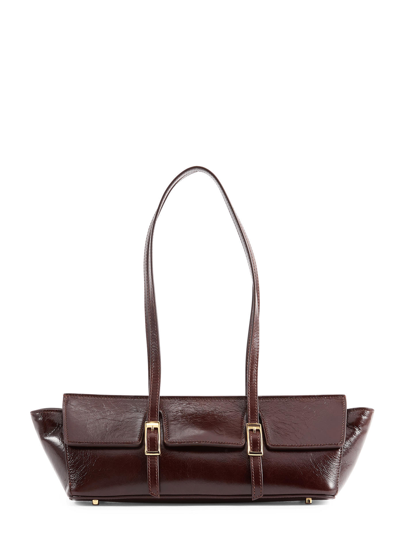 Vintage Leather Boat Shoulder Bag ELLEME Brown
