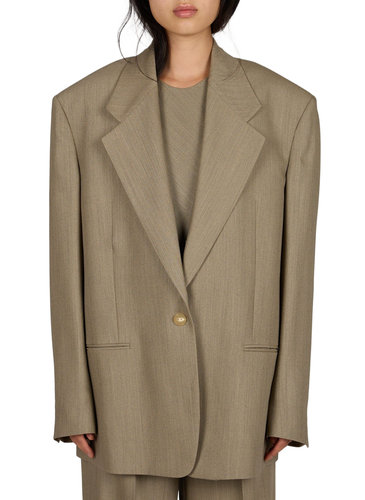 Blazer droit en laine mélangée CALVIN KLEIN COLLECTION Marron