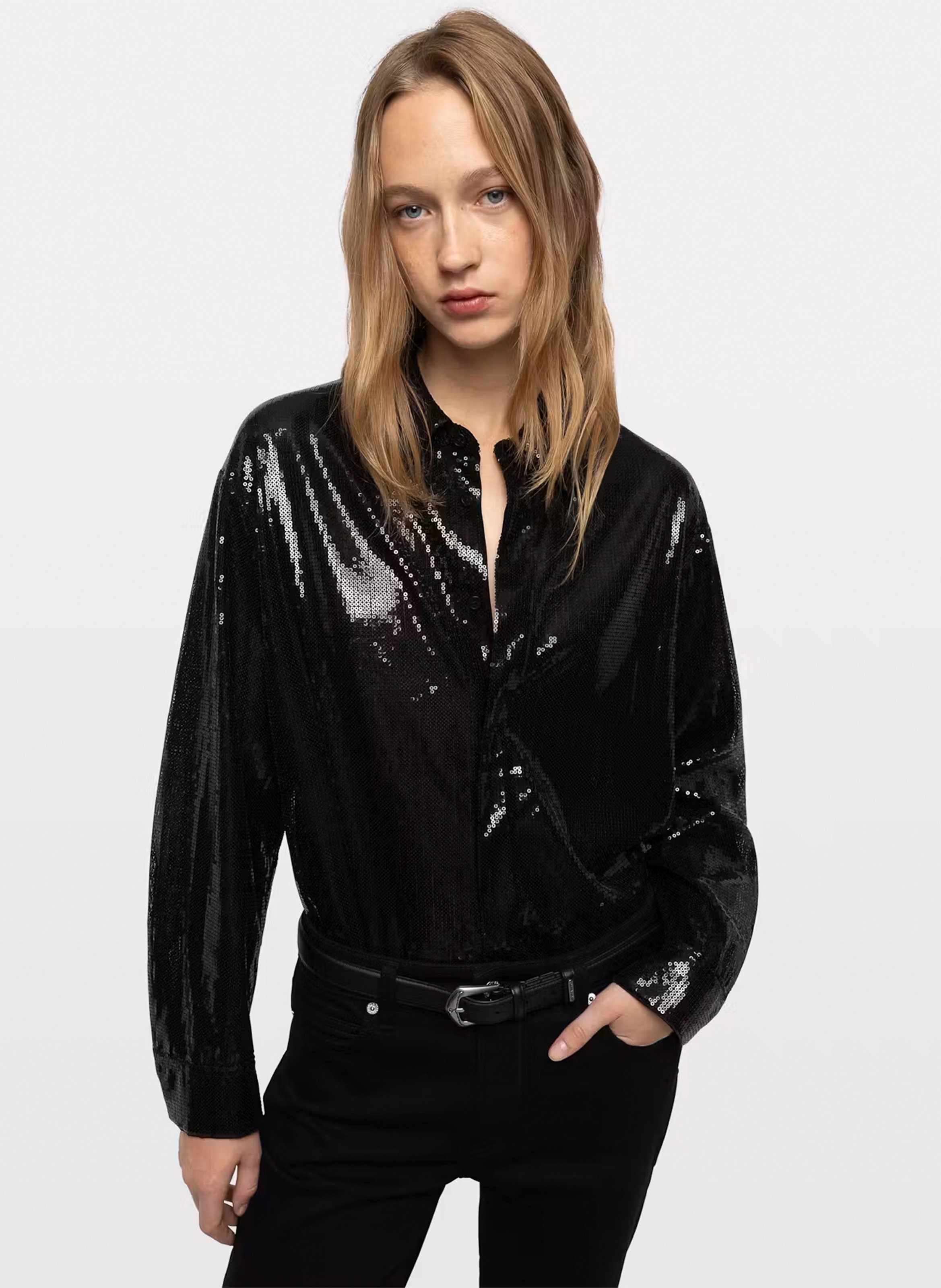 Chemise droite à sequins tyrica ZADIG&VOLTAIRE Noir