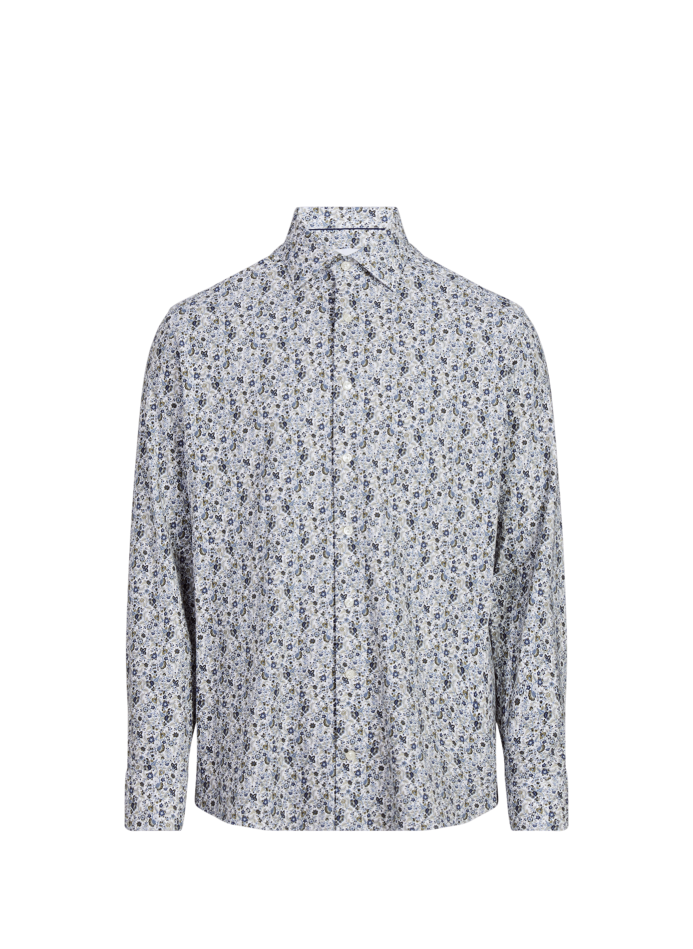 Fitted cotton printed shirt ETON Green