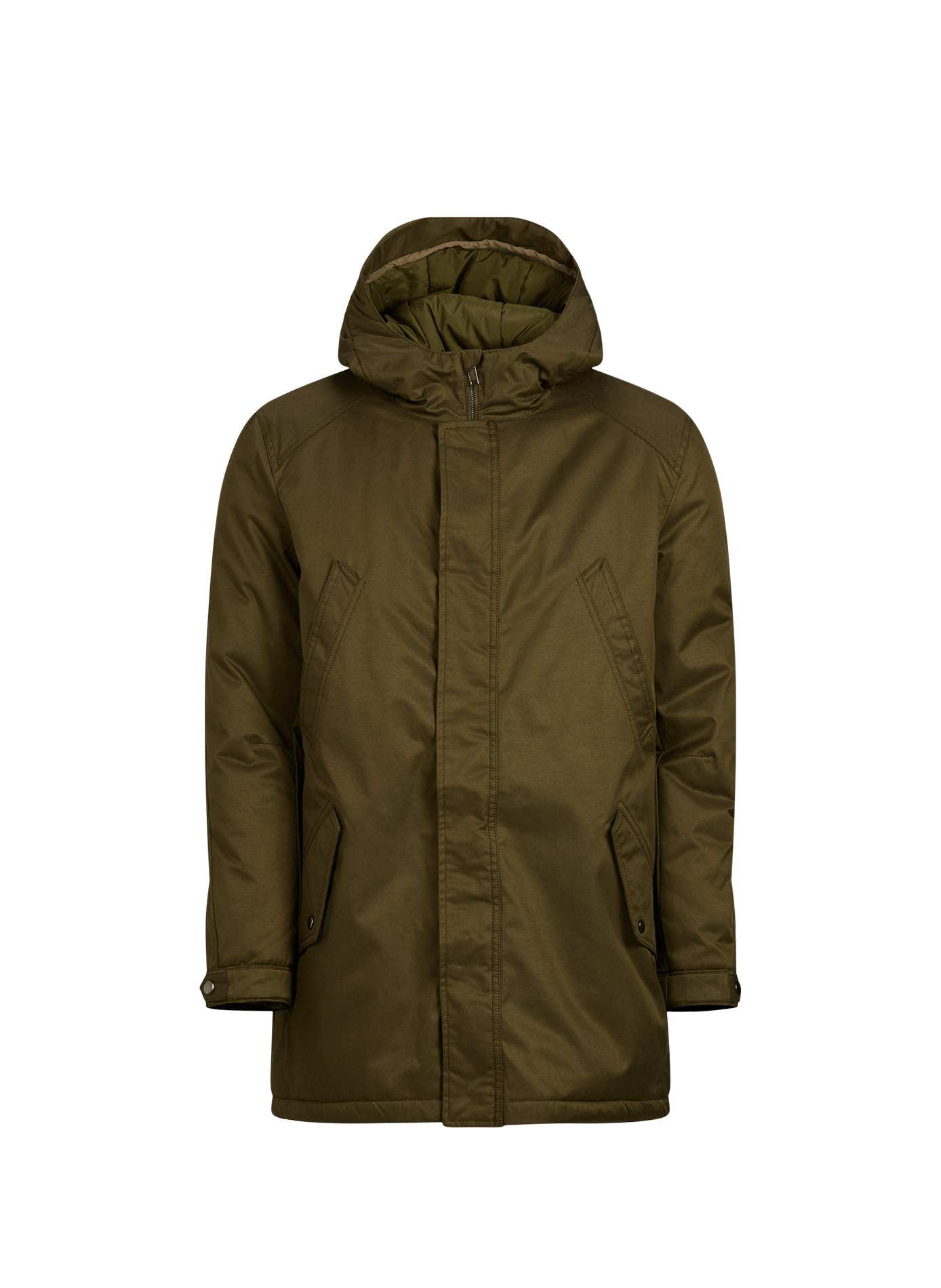 Plain straight hooded parka LAFAURIE Khaki