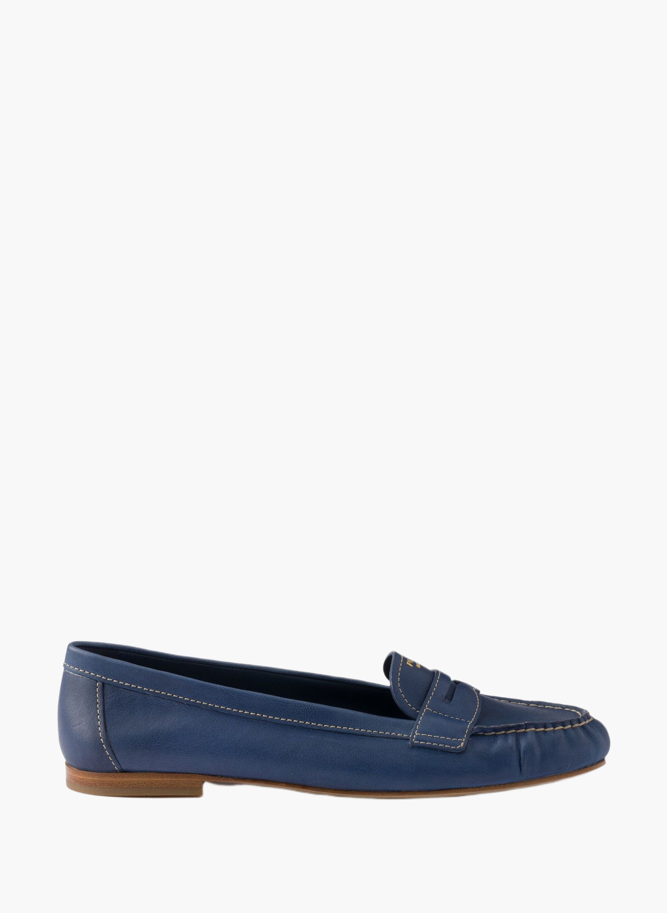 Mocassins en cuir PRADA Bleu