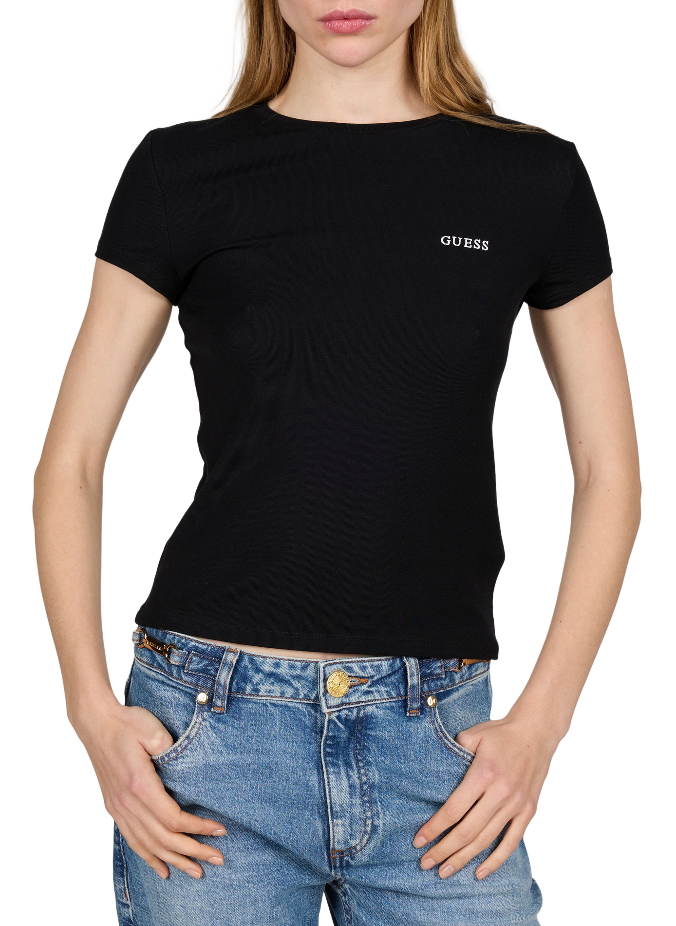 LOTUS plain crew-neck T-shirt GUESS Black