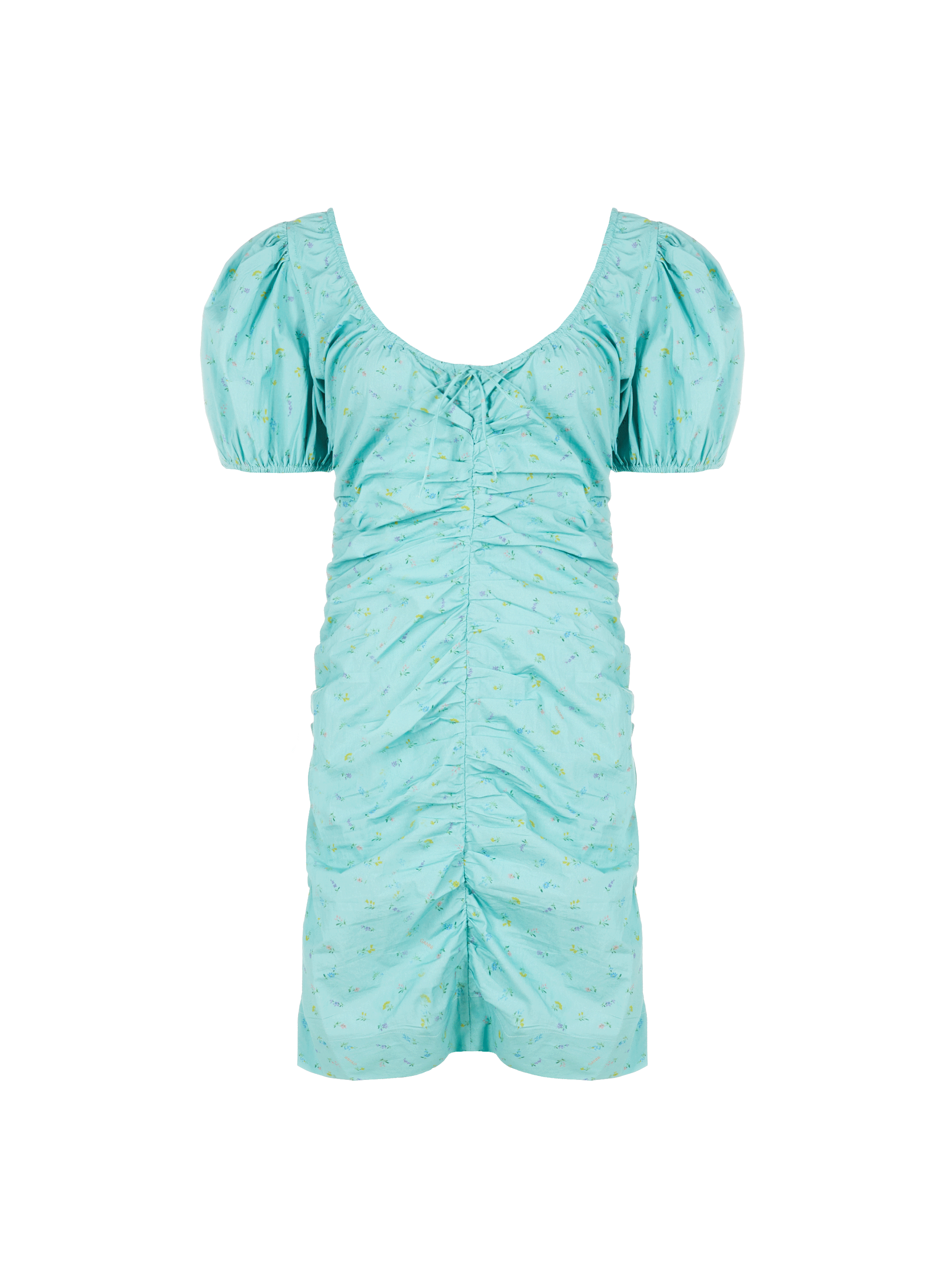 Robe courte imprimé en coton GANNI Bleu