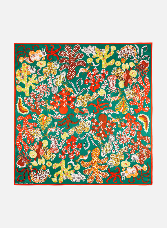 INOUITOOSH Printed silk scarf Green