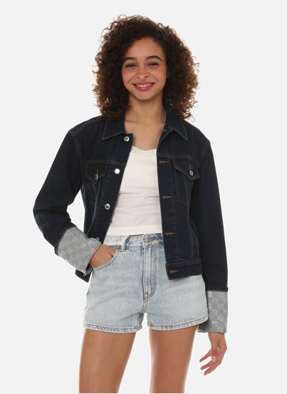 Veste jean à détail strass ALEXANDER WANG Veste jean à détail strass ALEXANDER WANG