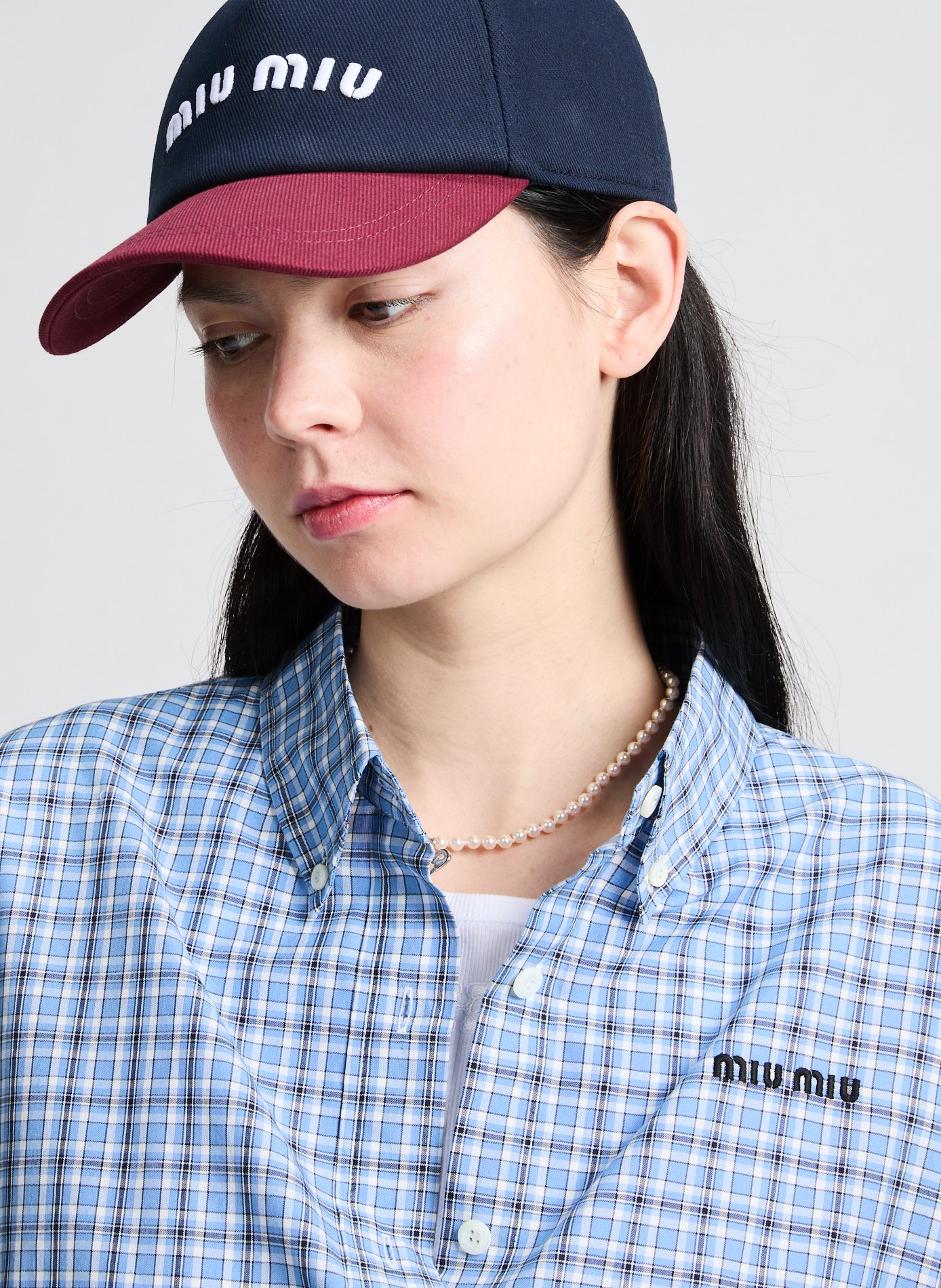 Casquette bicolore logotypée MIU MIU Multicolore