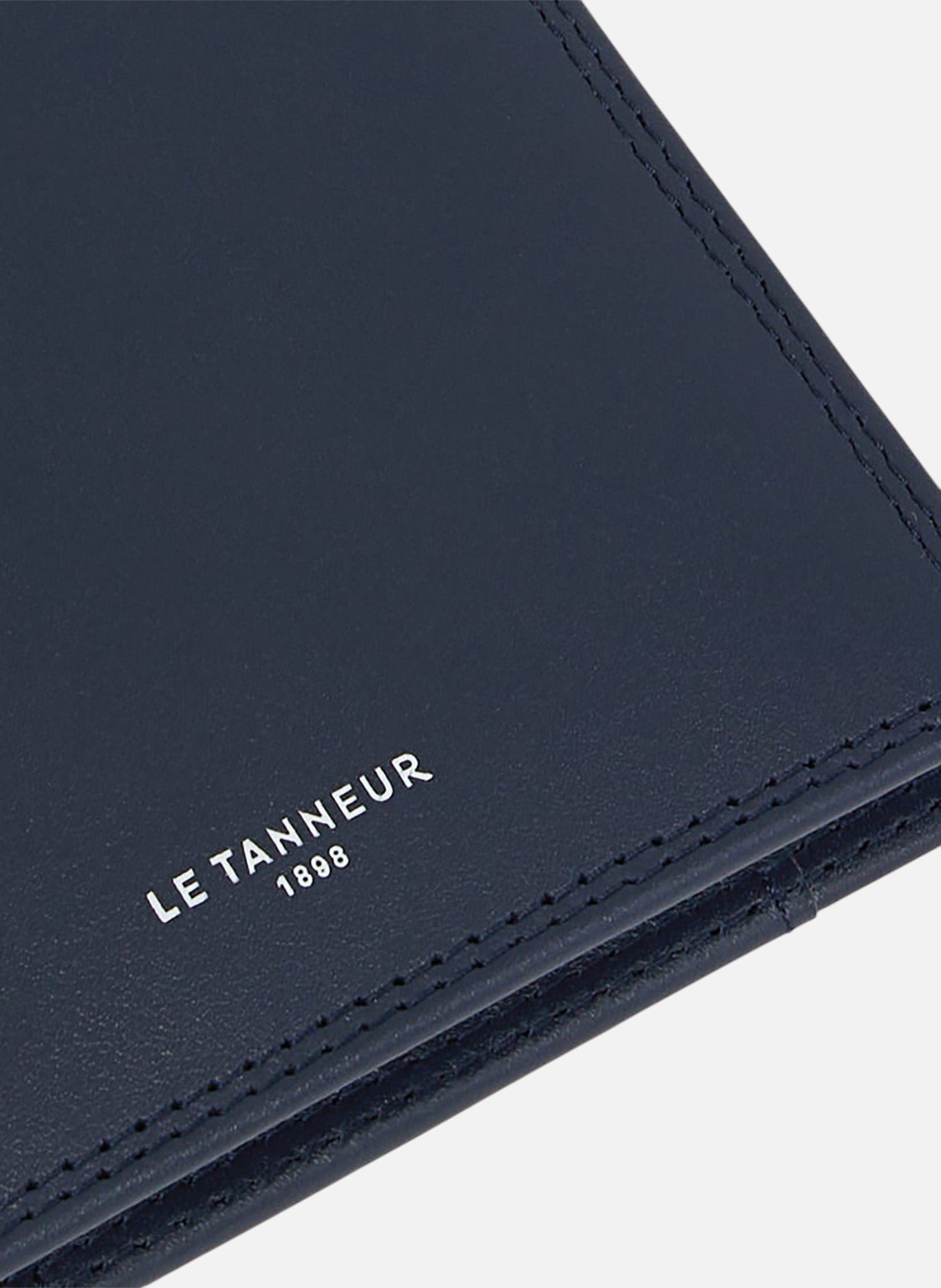 Porte cartes horizontal avec poche billets martin en cuir lisse LE TANNEUR Bleu