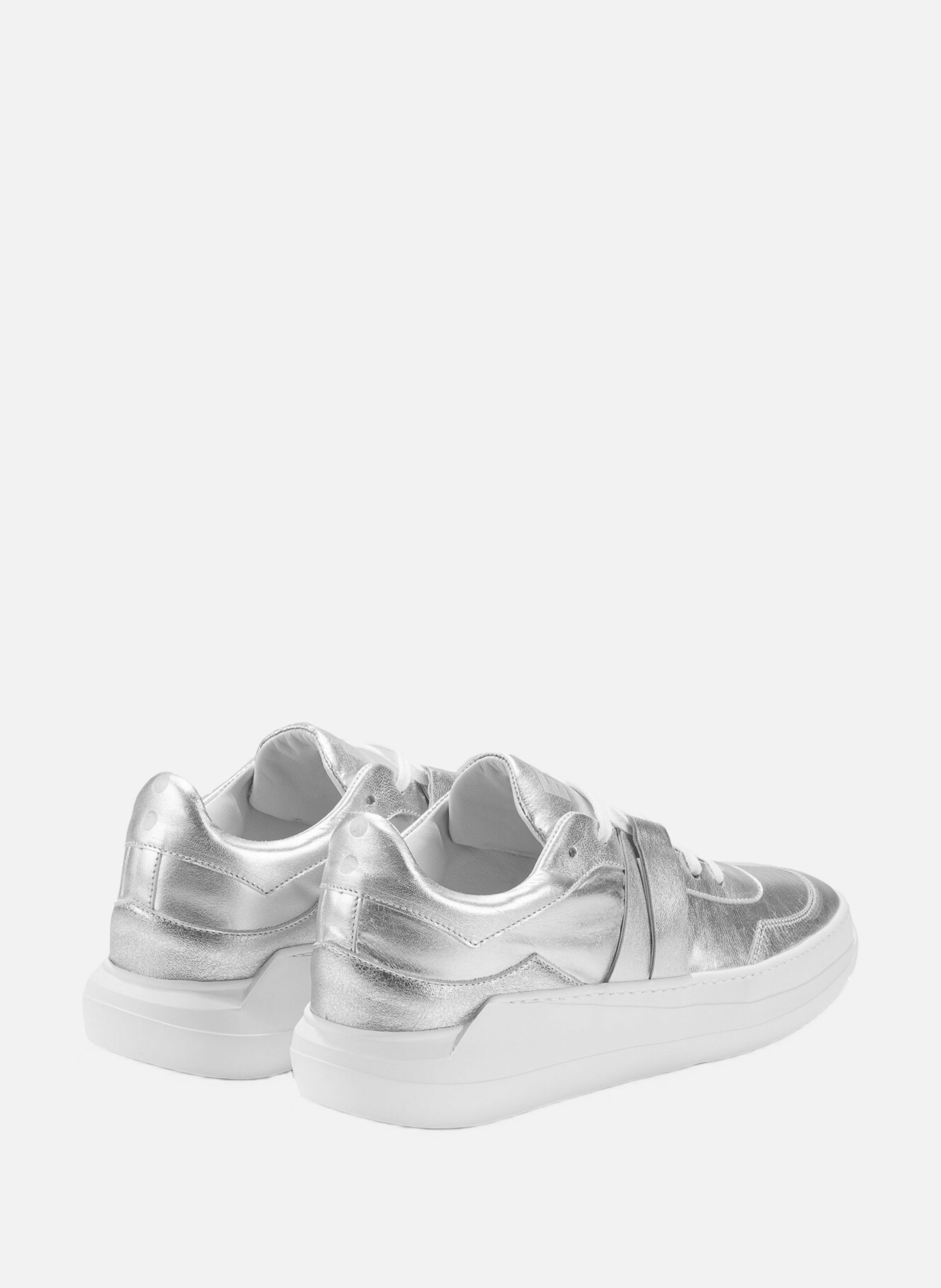 G2 : magnétite - sneakers en cuir métallisé argenté EVI Argent