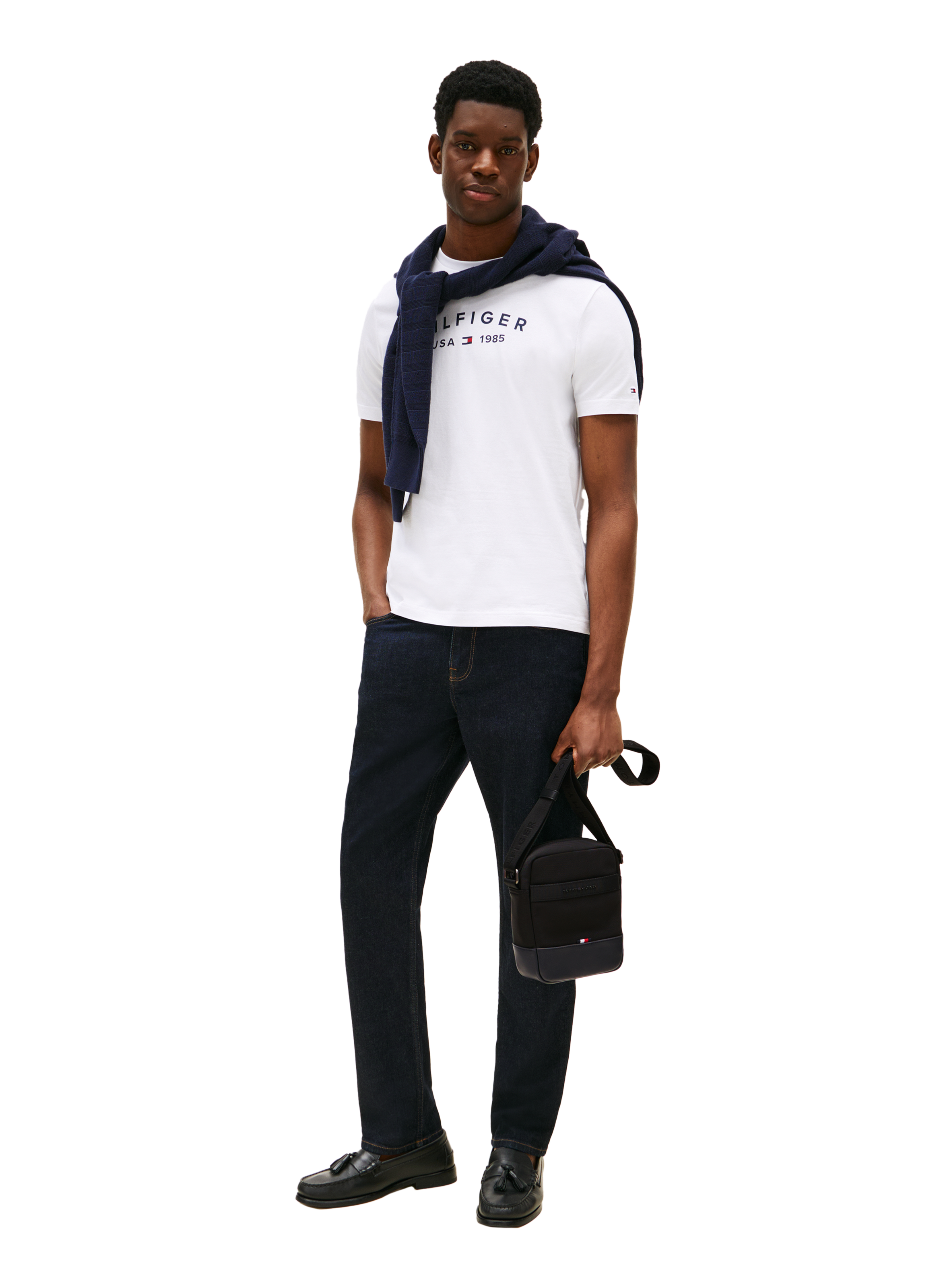 Sac à bandoulière uni à logo  TOMMY HILFIGER Noir