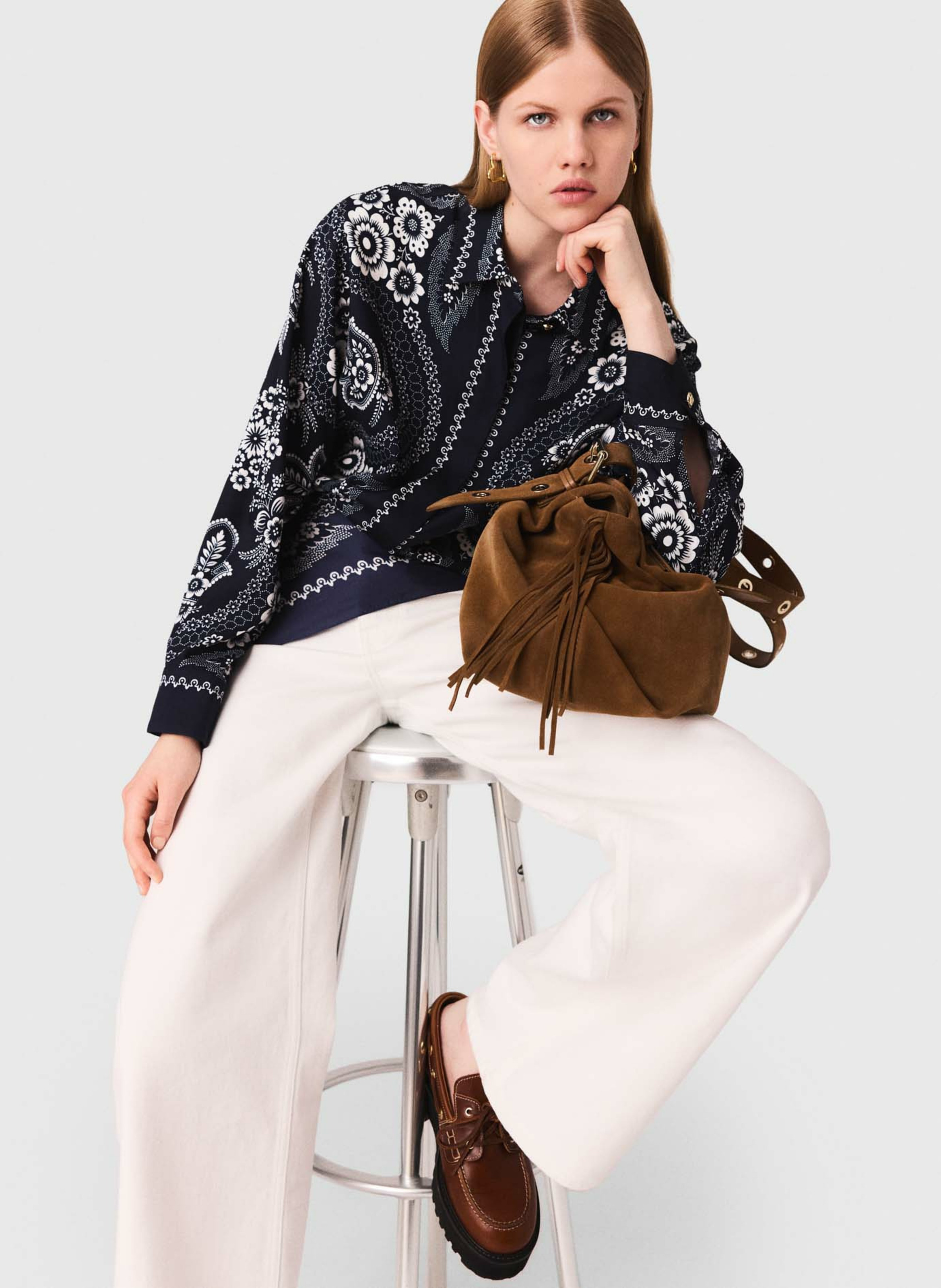 Chemise oversize col classique MAJE Bleu