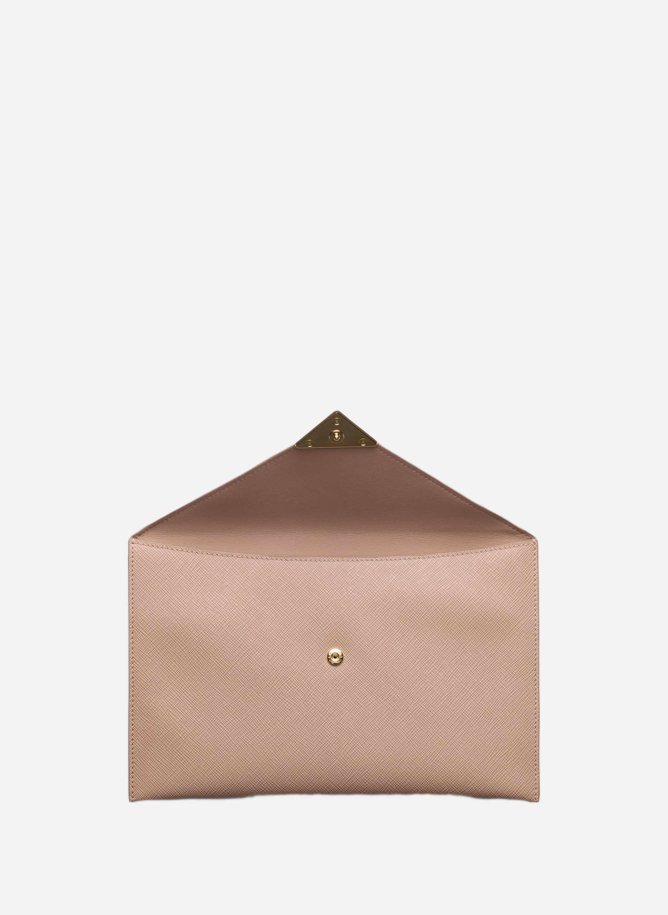 Pochette enveloppe en cuir saffiano PRADA Rose