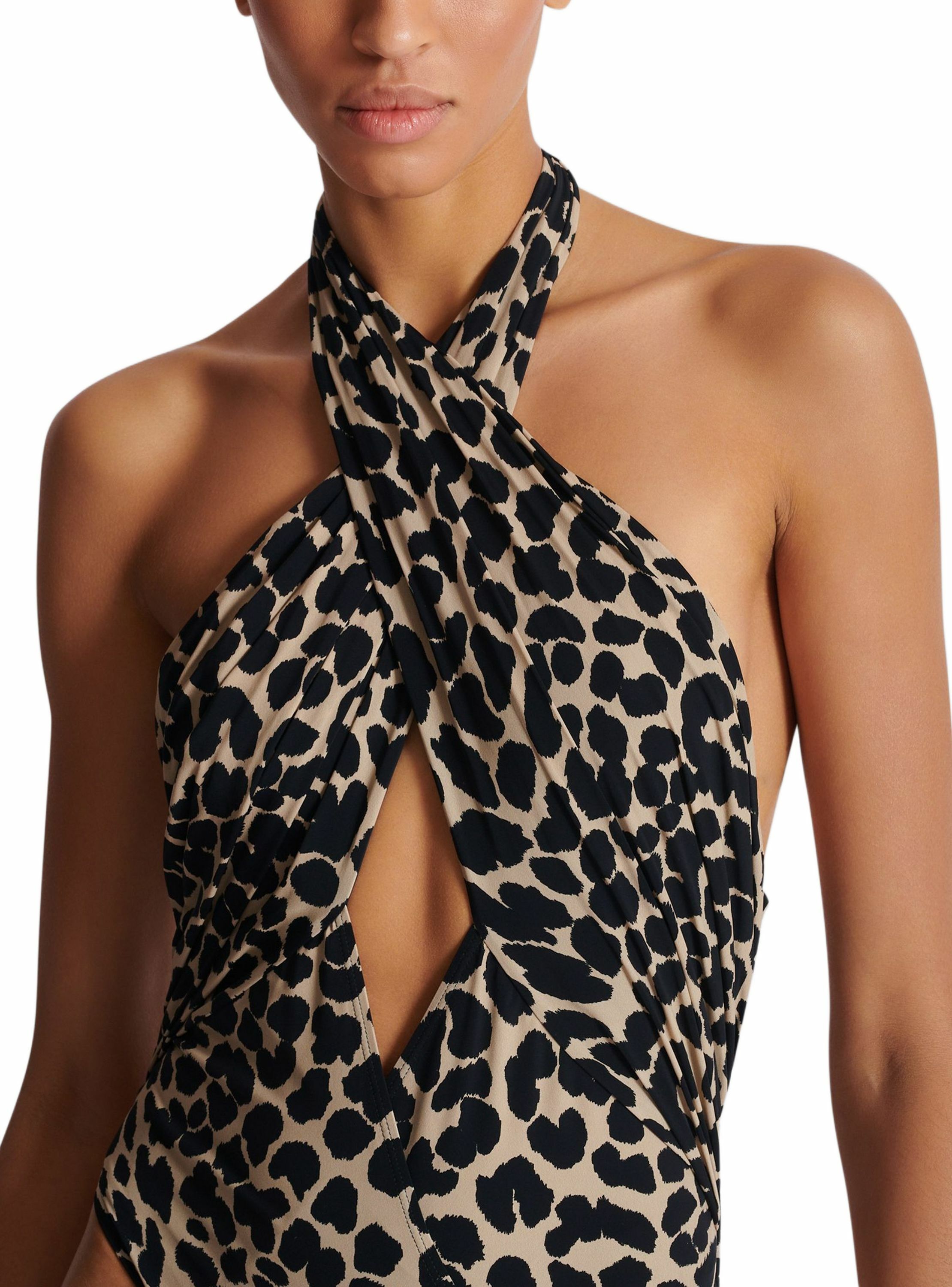 Maillot de bain une pièce imprimé motif léopard BALMAIN Multicolore