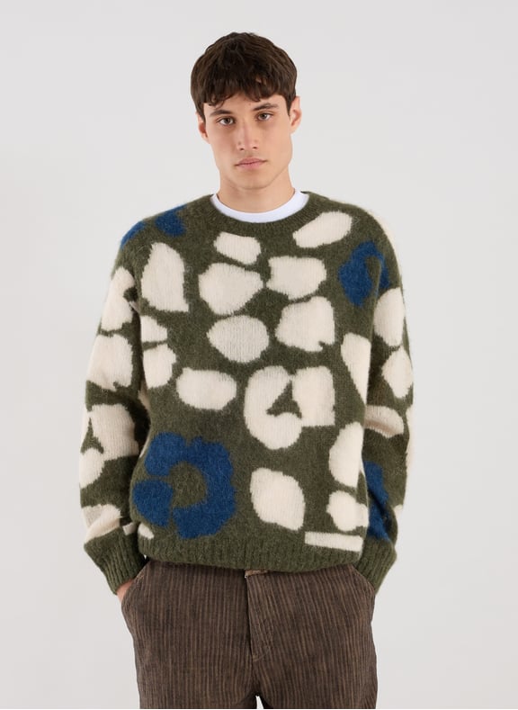 Printed sweater in blended wool and alpaca Green by CLOSED CLOSED Printed sweater in blended wool and alpaca Green