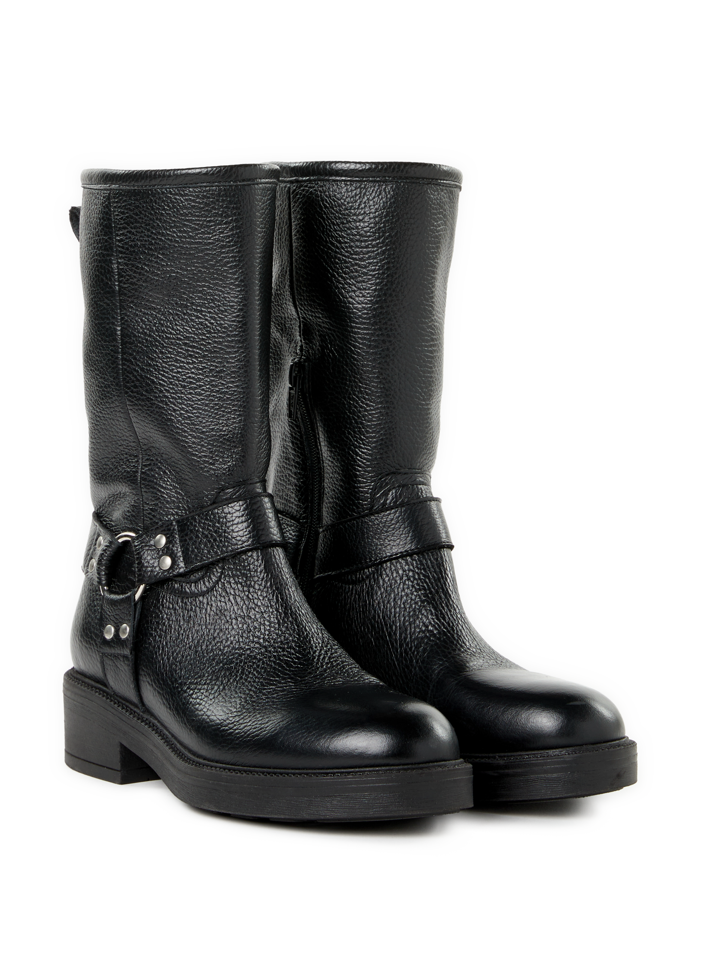 Bottines motardes à talons Darla en cuir  SAISON 1865 Noir