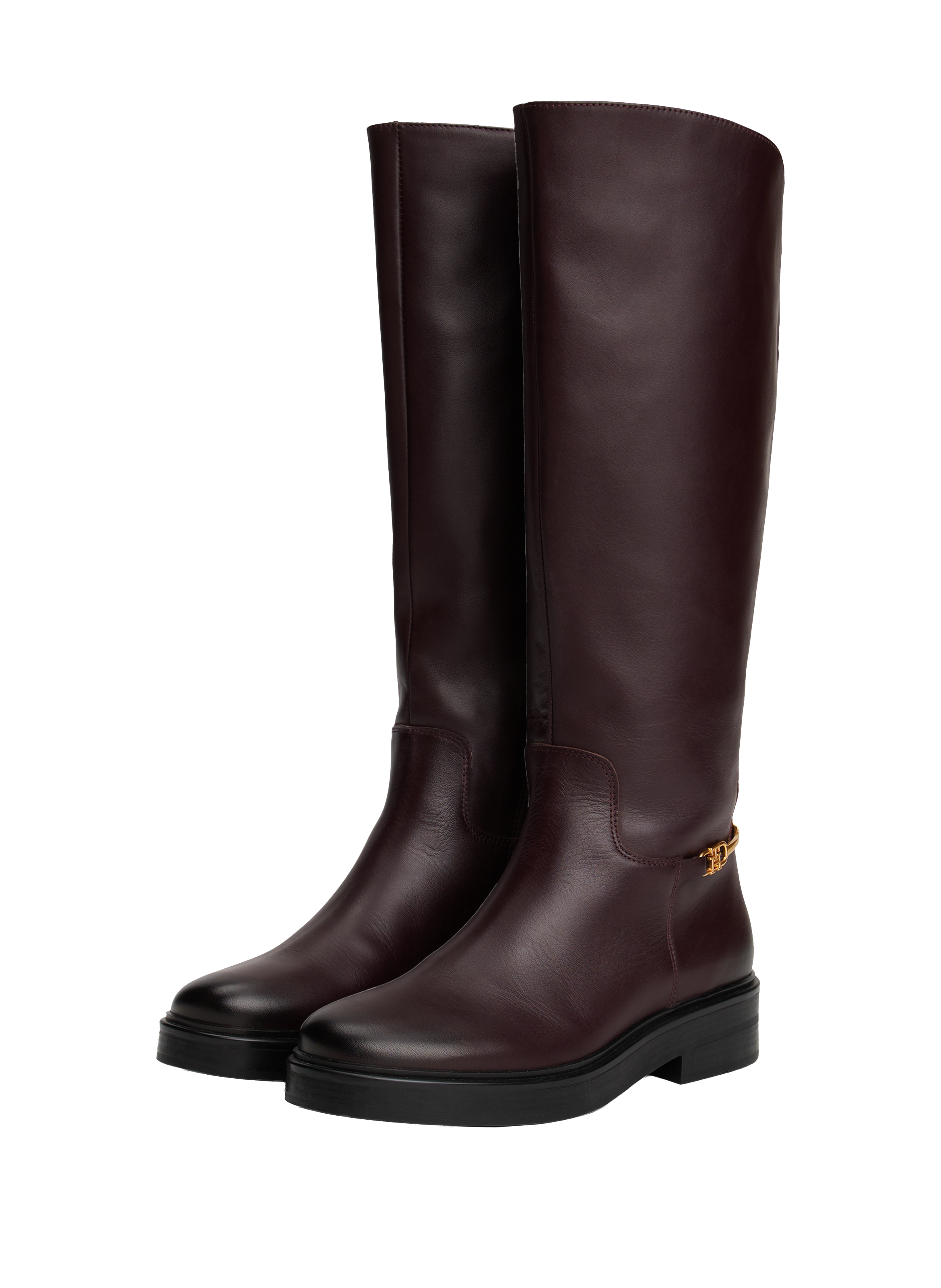 Bottes cavalières en cuir TOMMY HILFIGER Rouge