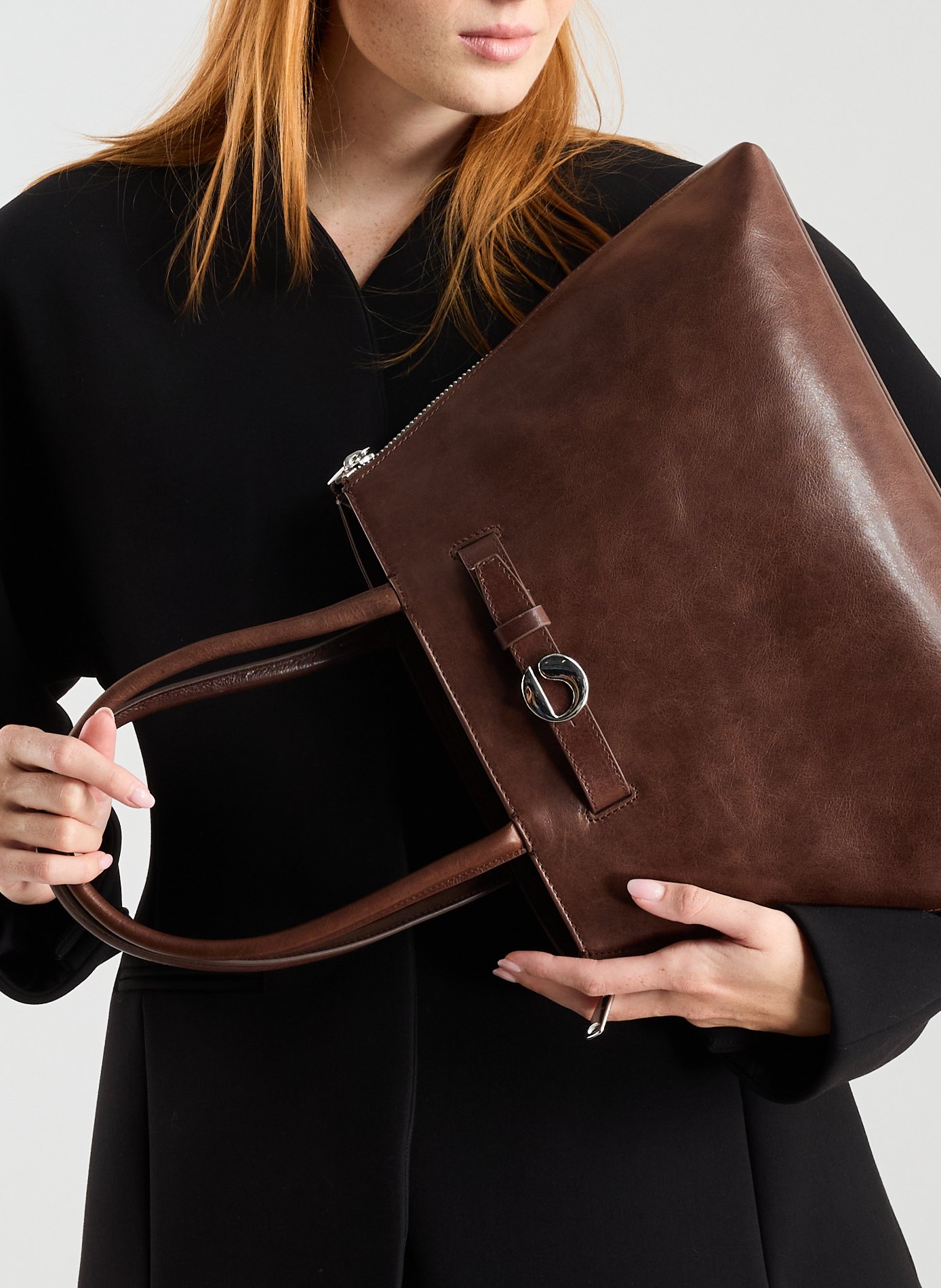 Leather baguette bag COPERNI Brown