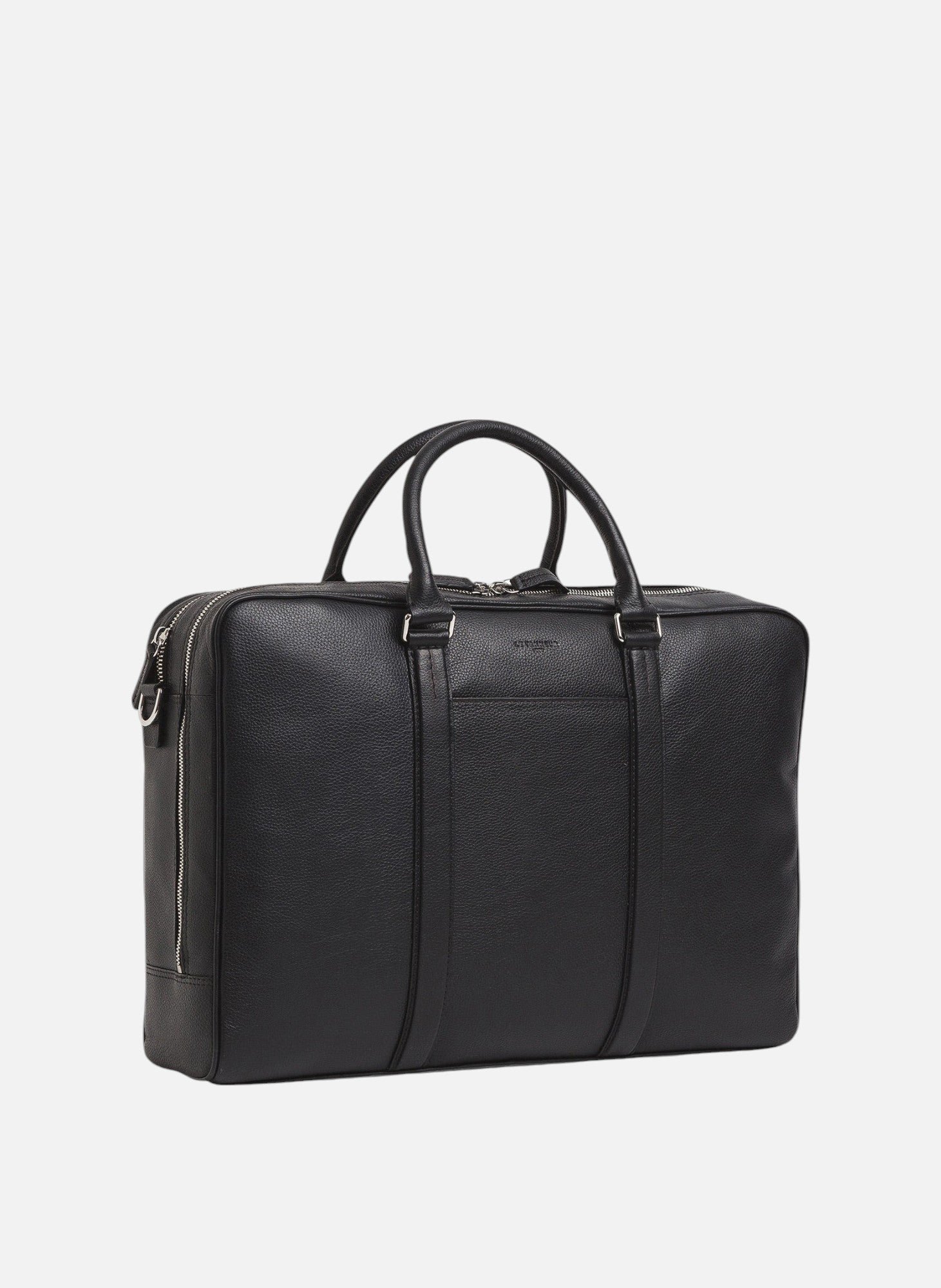 Porte documents 17" charles en cuir grainé 2 poches zippées LE TANNEUR Noir