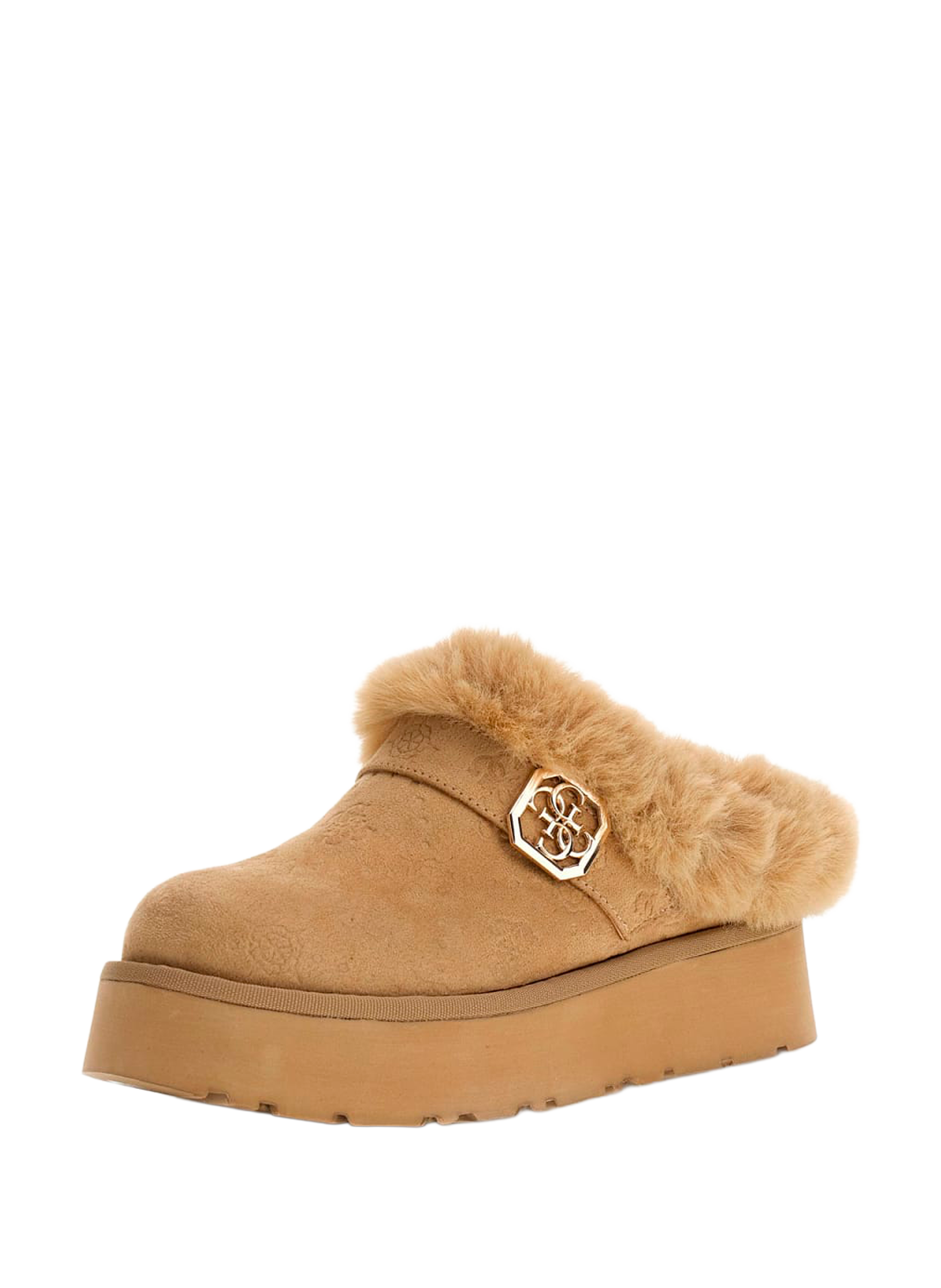 Fur-trimmed mules GUESS Beige