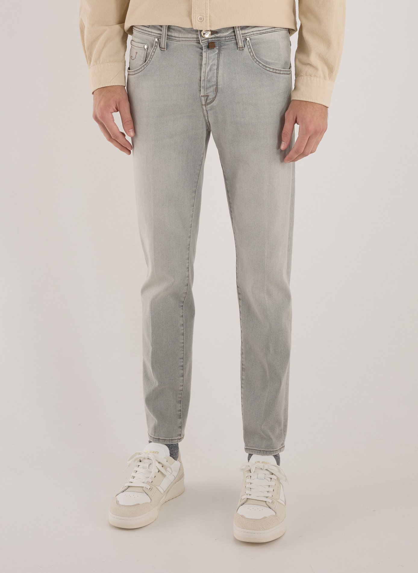 JACOB COHEN Cotton-blend slim-fit jeans Grey