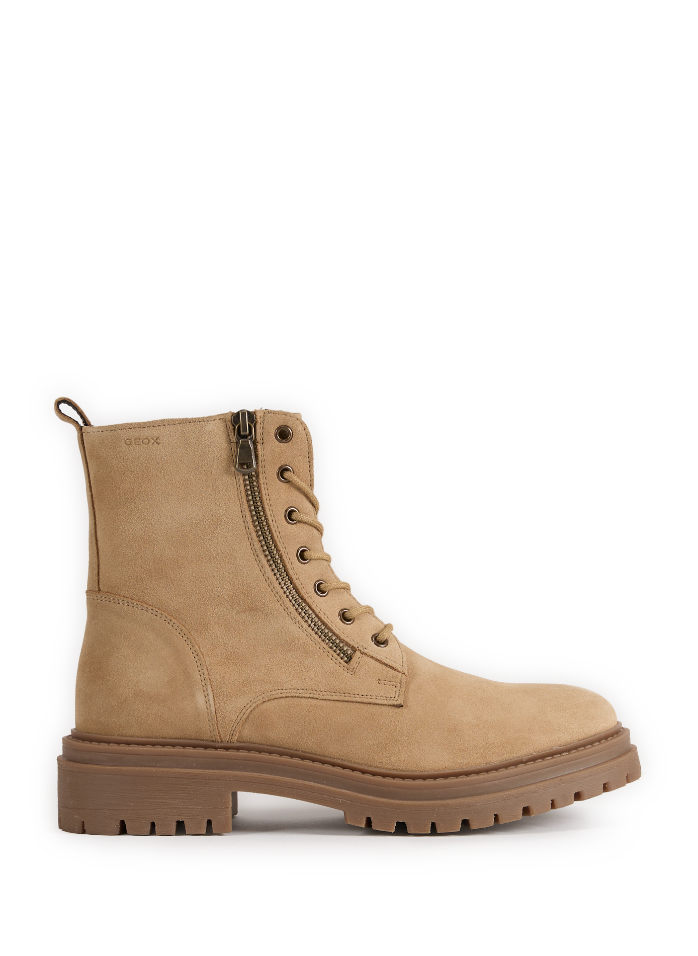 GEOX Bottines crantées à lacets en cuir Beige