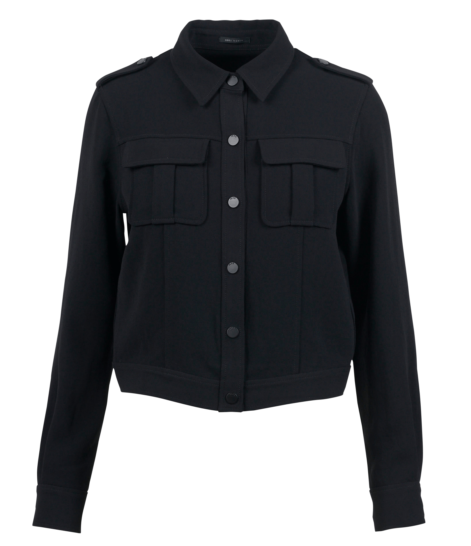 Chemise courte col classique en crêpe IKKS Noir