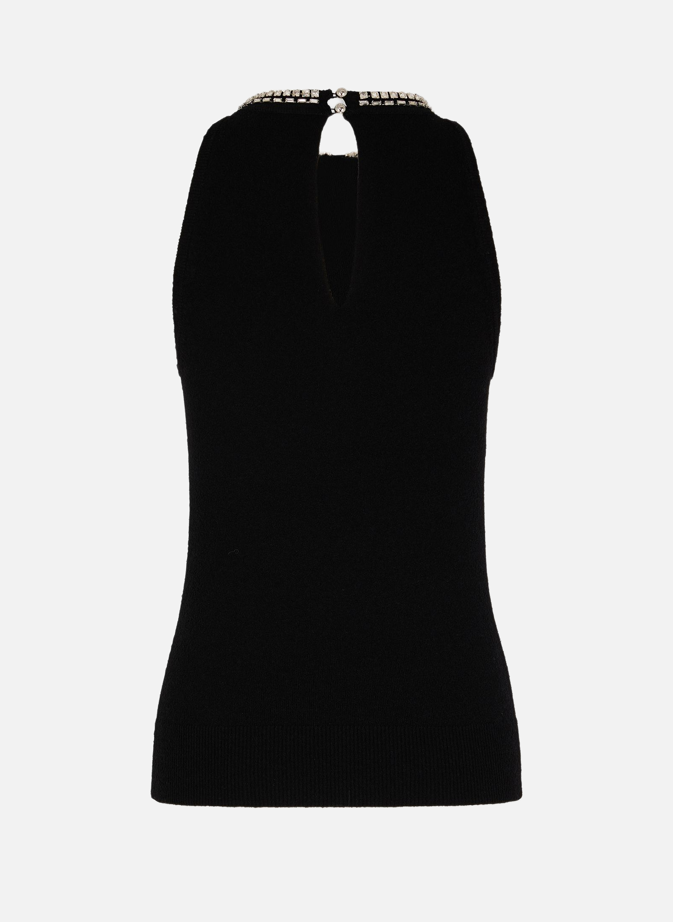 Top en maille brodée RABANNE Noir