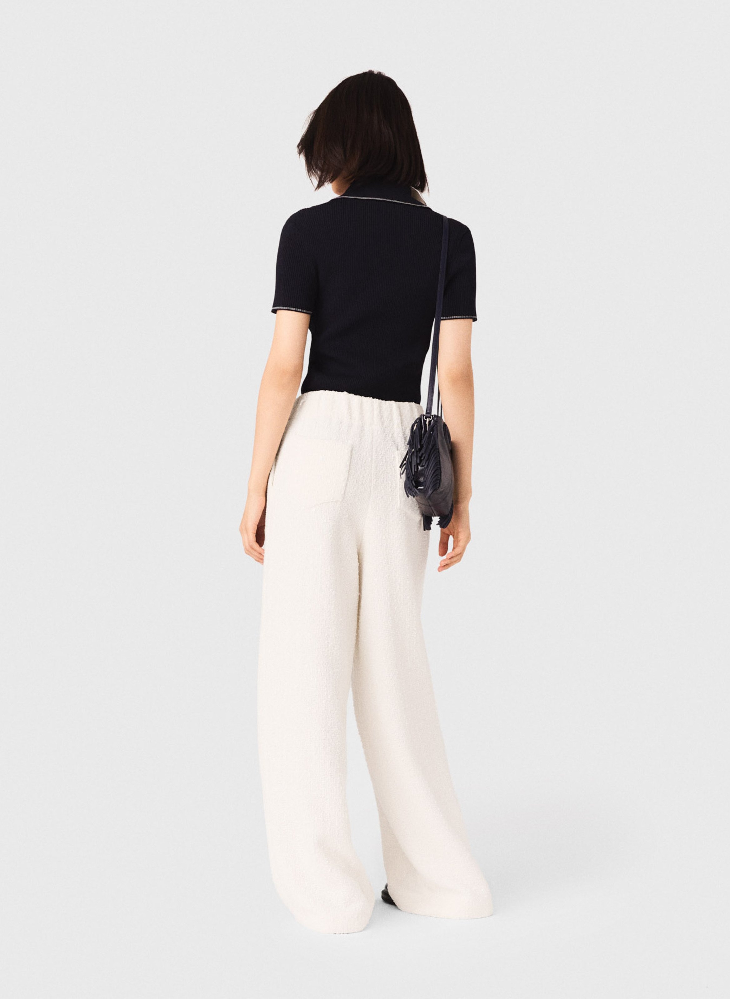 Pantalon large en coton mélangé MAJE Beige