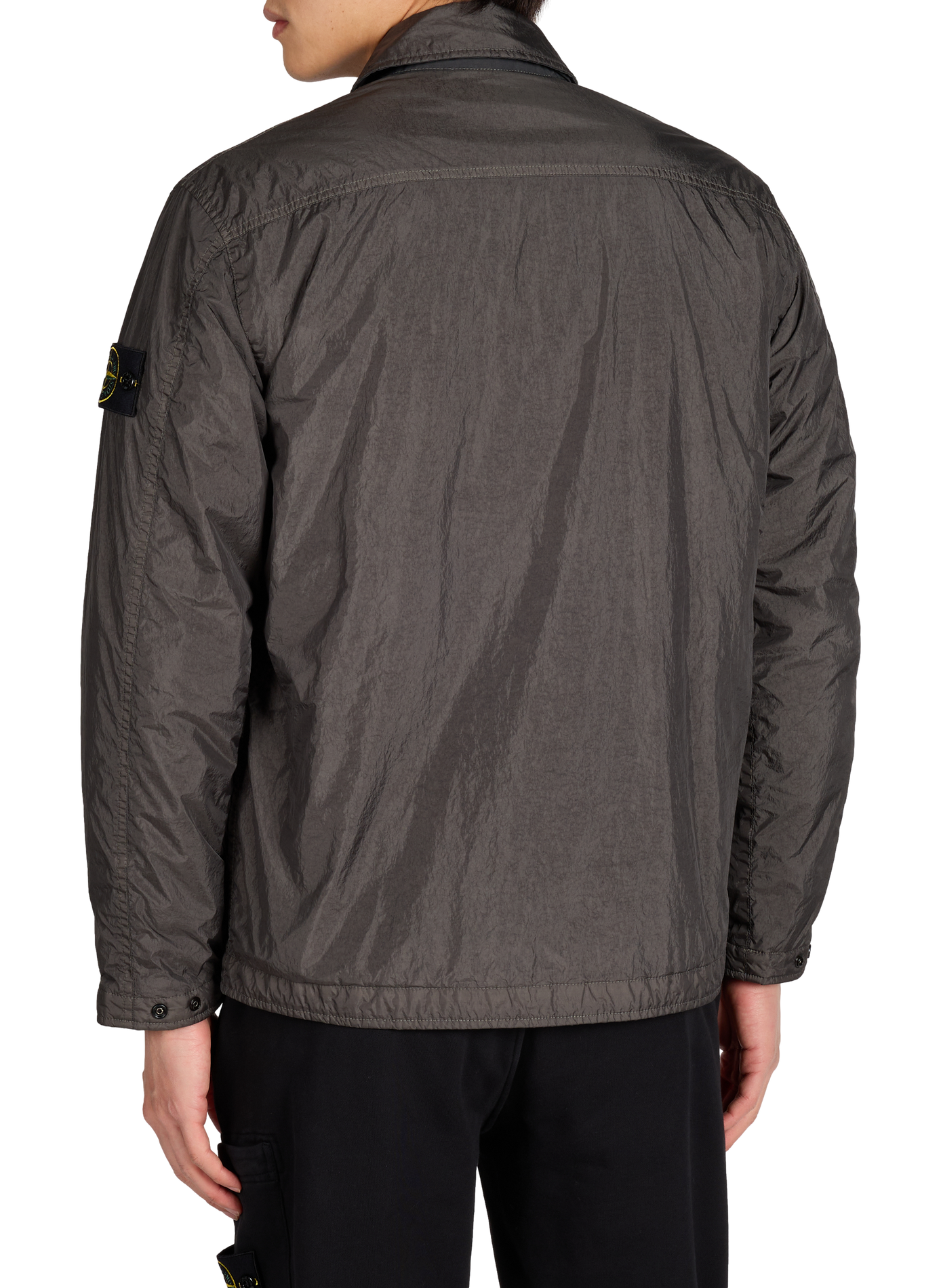 Logo overshirt jacket STONE ISLAND Grey