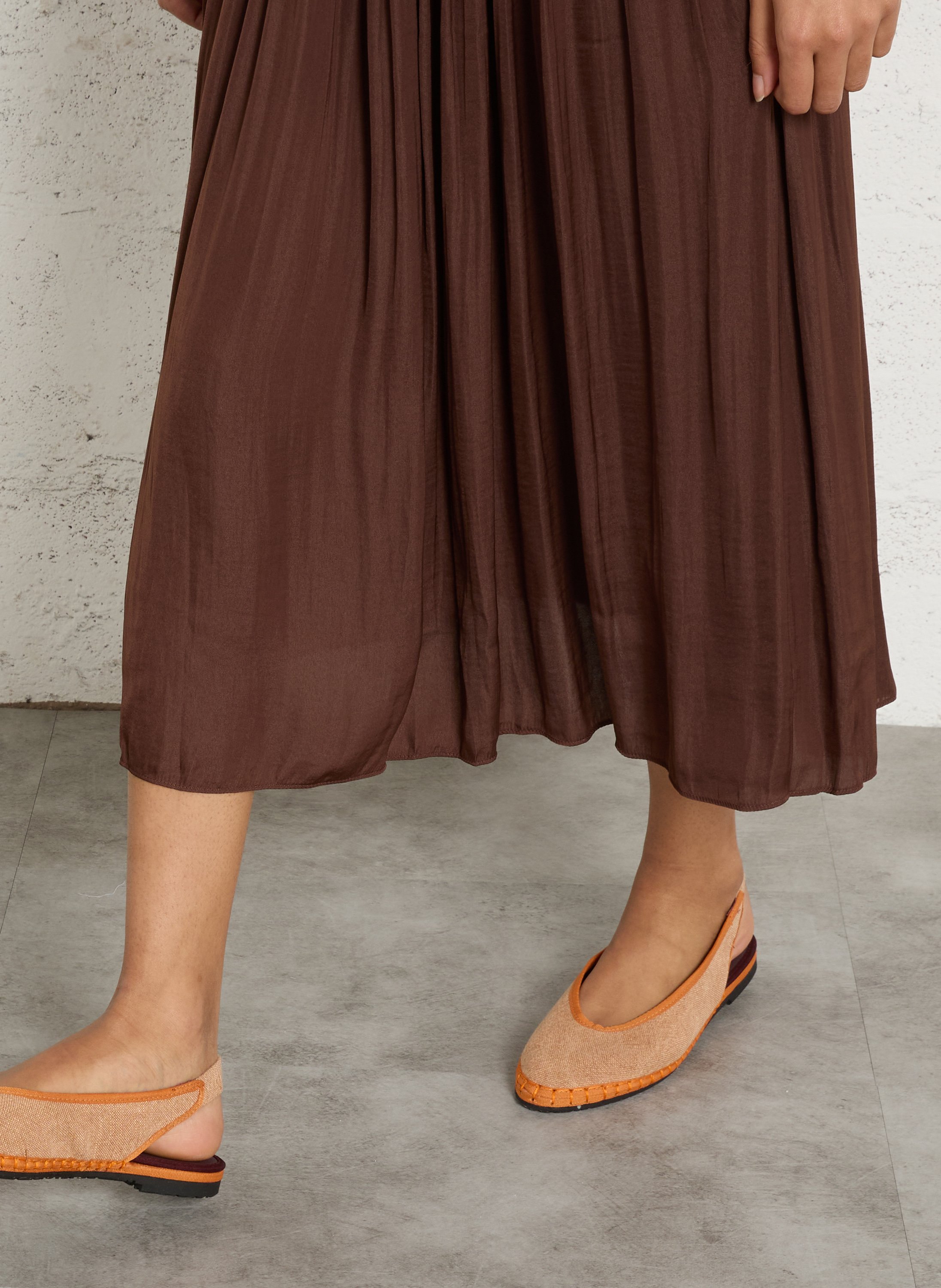 Jupe midi évasée plissée Crystal MAISON 123 Marron