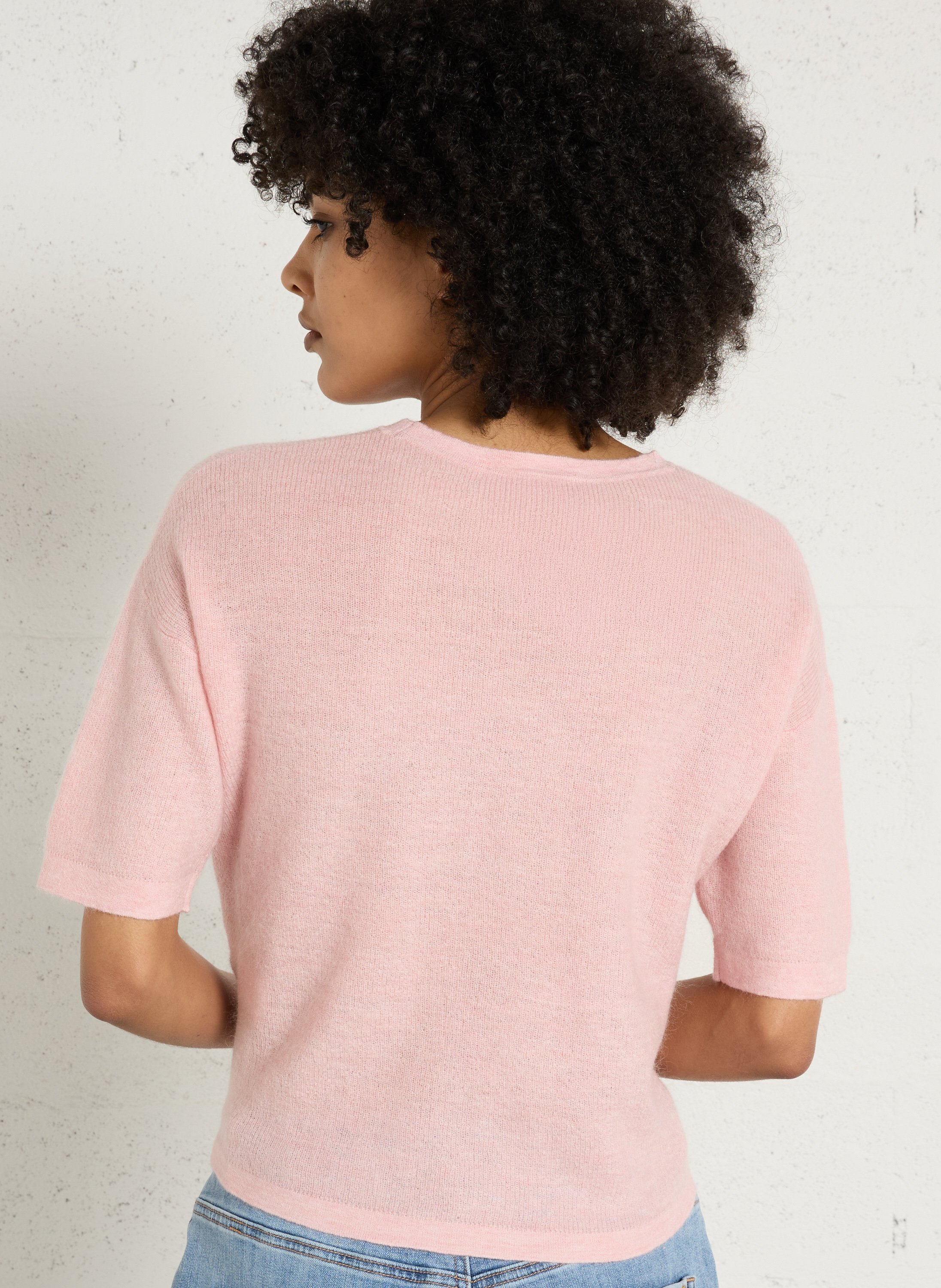 Pull col rond en mohair mélangé Paolo bis MAISON 123 Rose