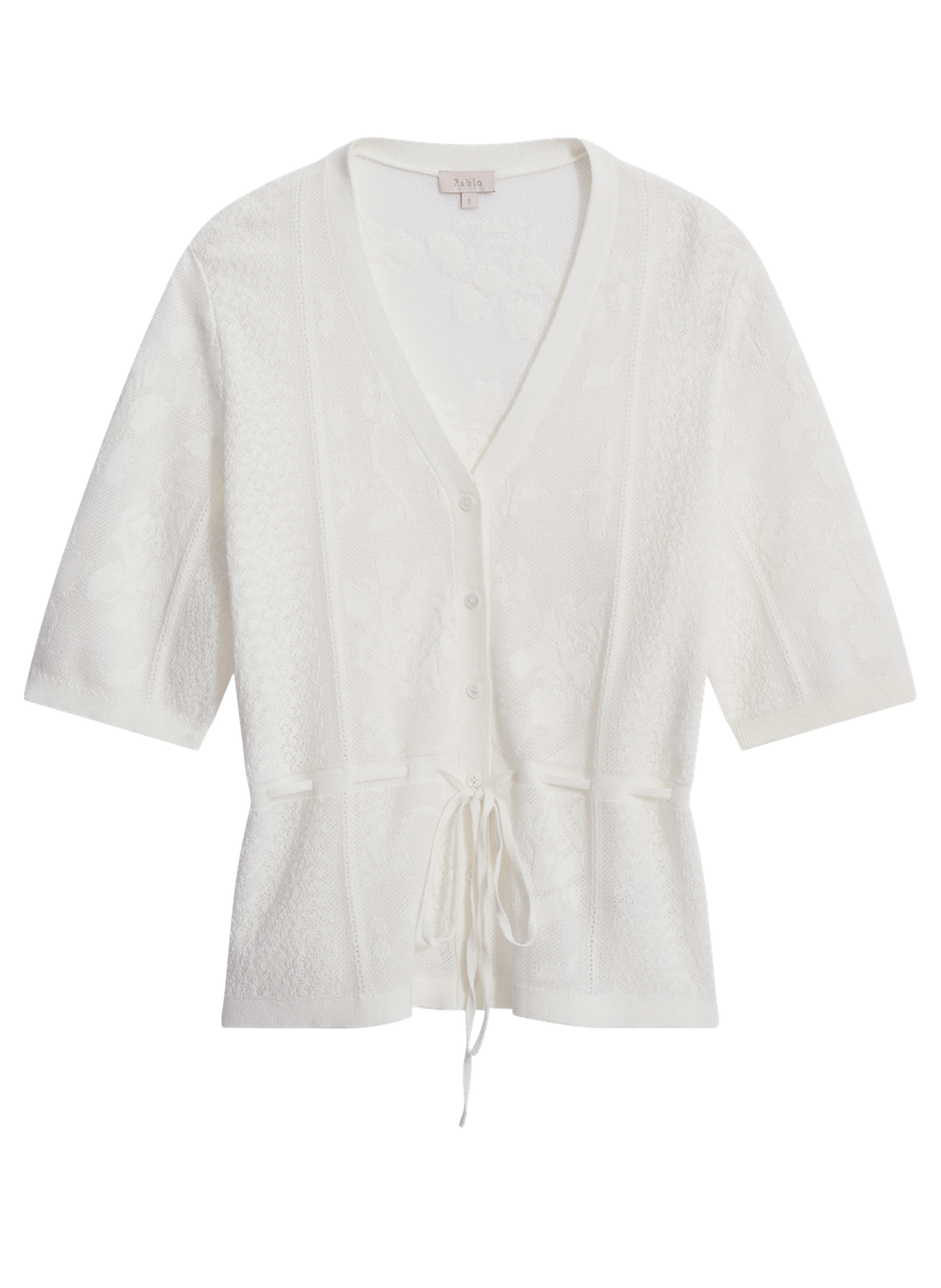 Cardigan en maille jacquard à lacet - line PABLO Beige