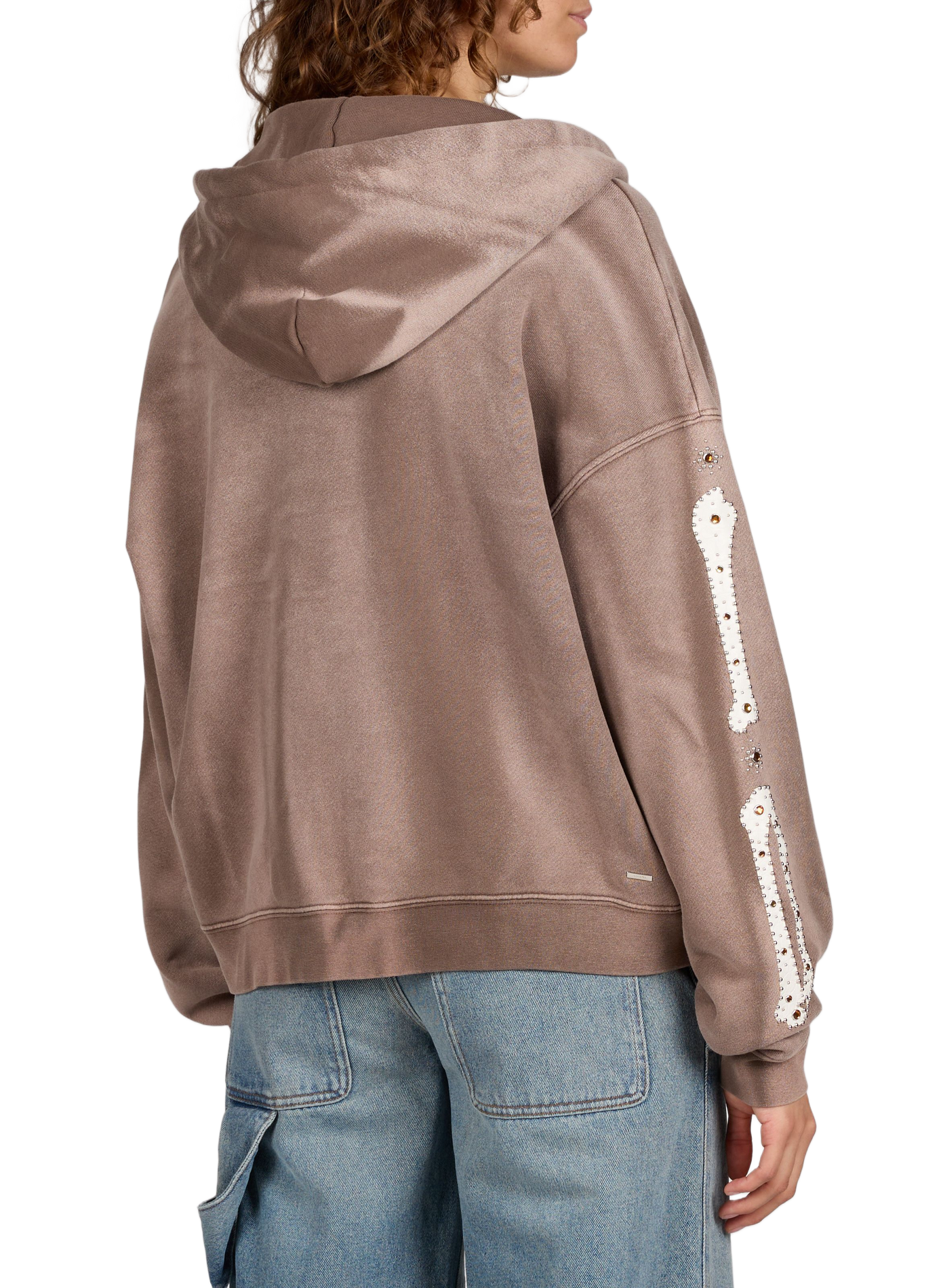 Oversized zip-up sweatshirt with cotton studs AMIRI Brown