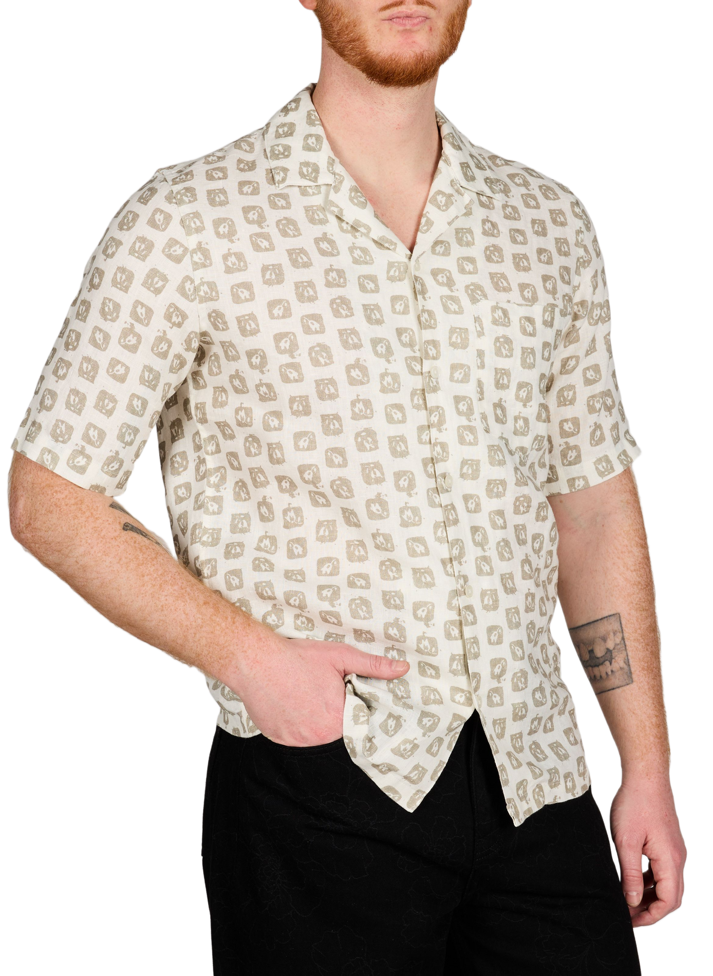 Short-sleeved printed linen shirt SAMSOE SAMSOE Multicolour