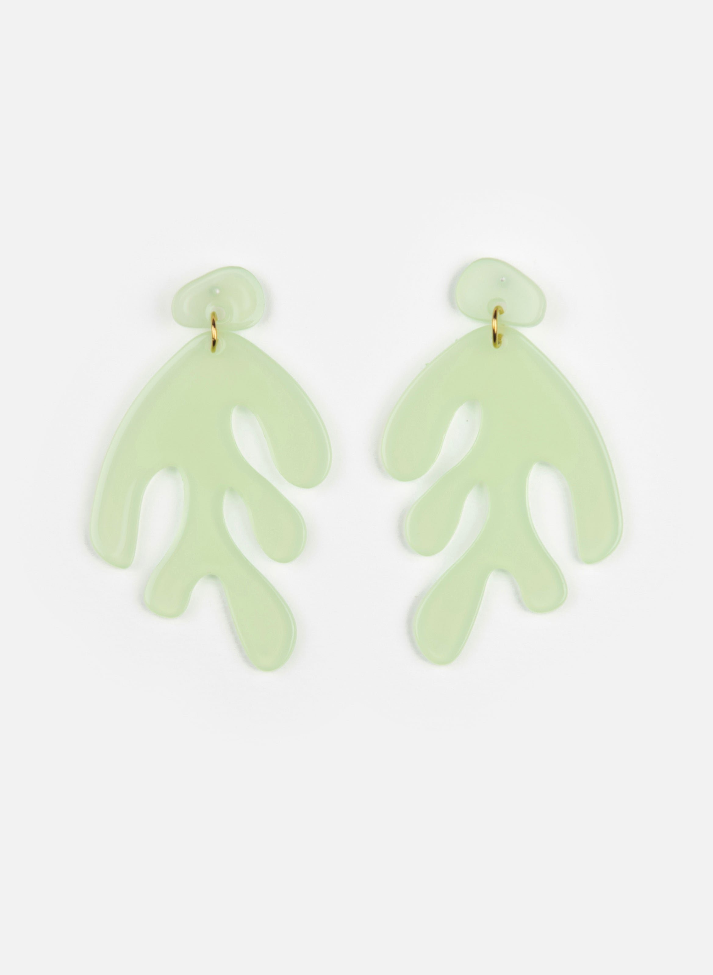 Boucles d'oreille algae en acétate de cellulose KURAGE GINZA Vert