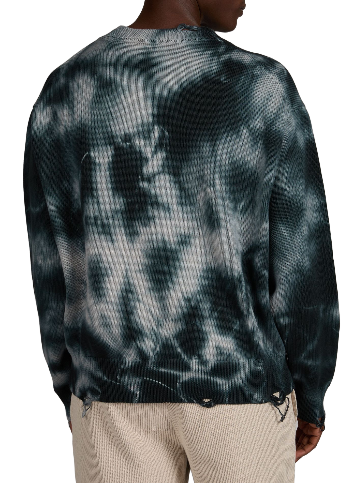 Pull déchiré à logo en coton HUGO BLUE Noir