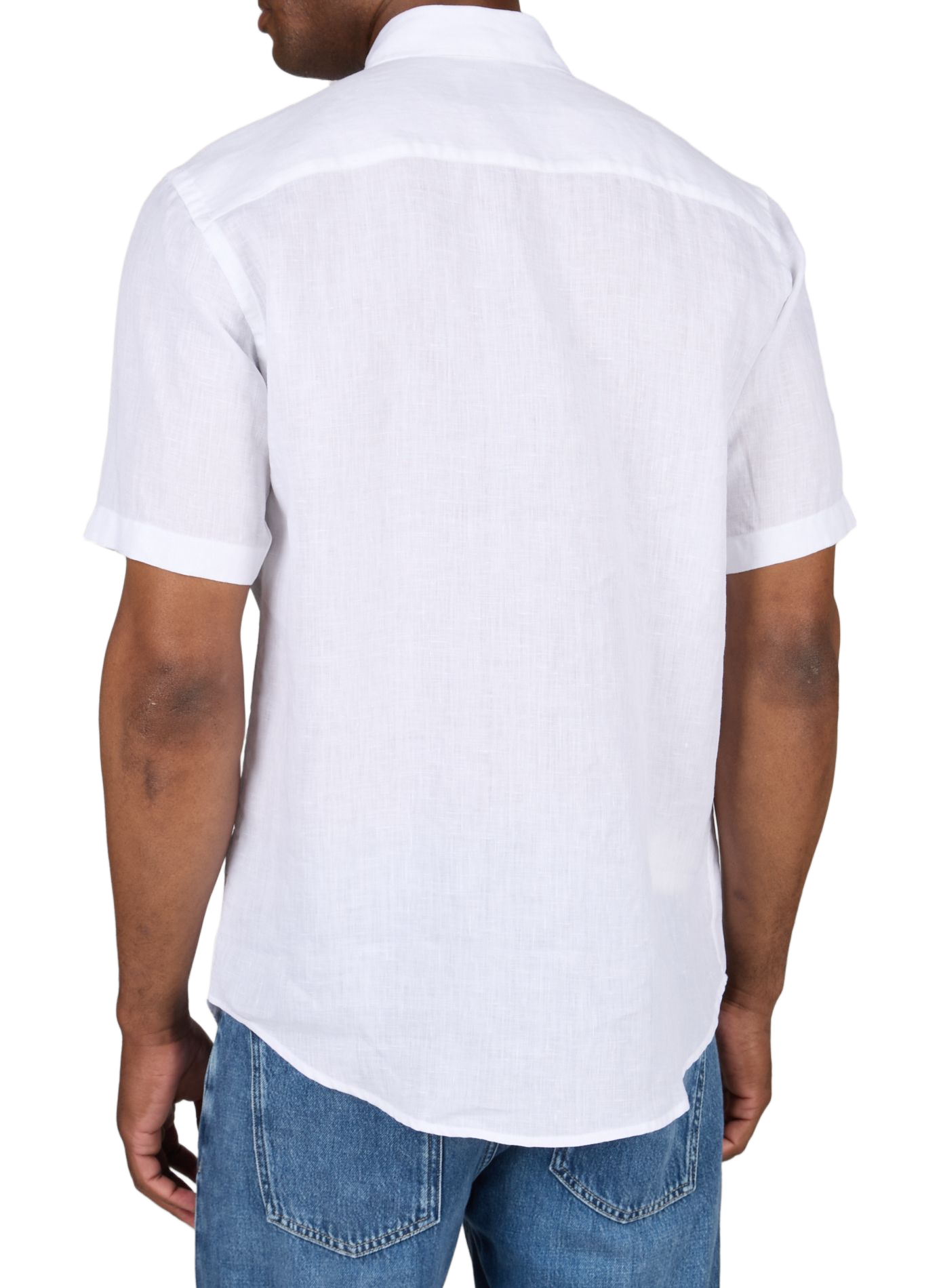 Straight shirt with short sleeves in linen ETON White