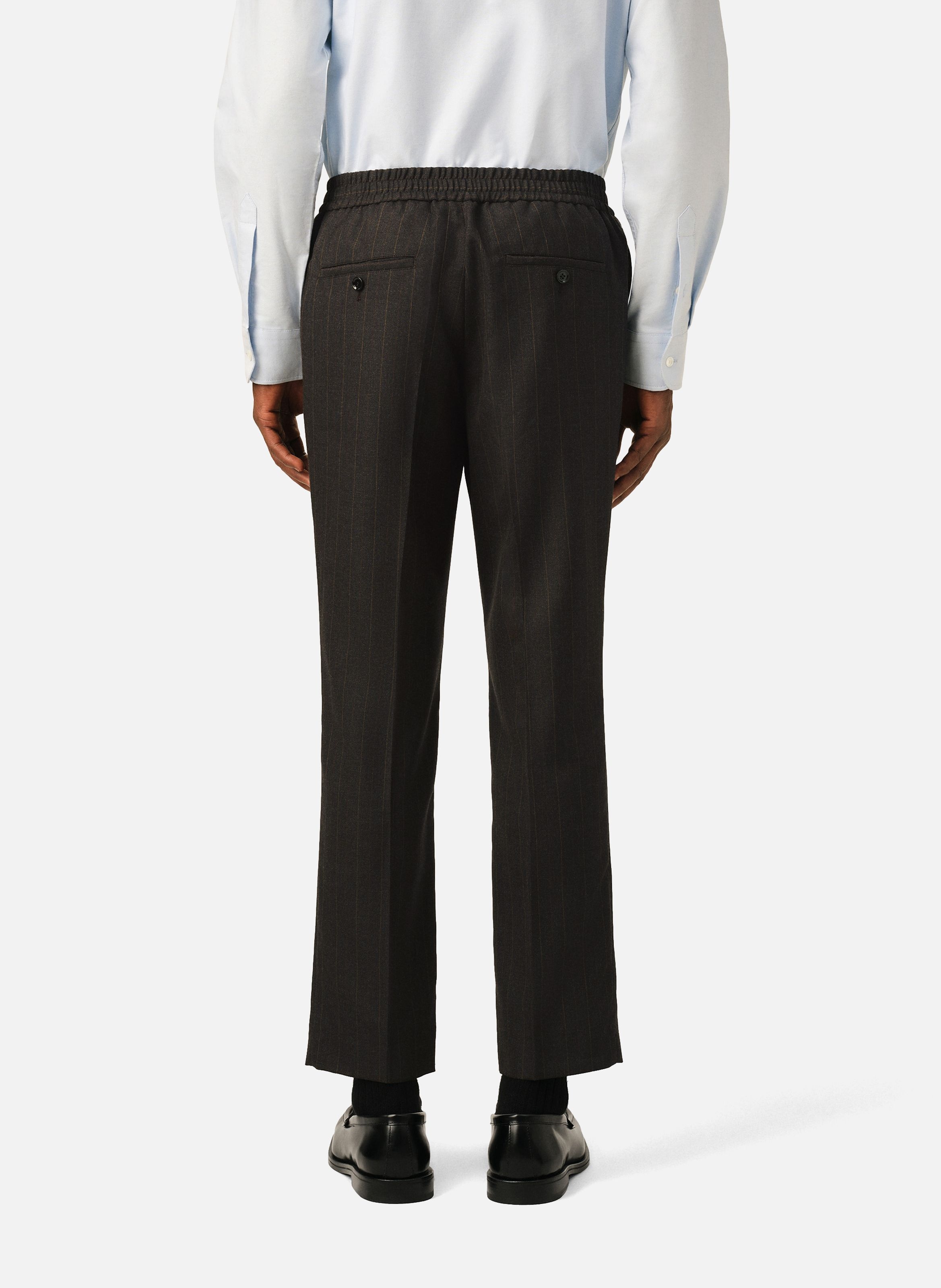 Pantalon rayé en laine taille élastiquée AMI PARIS Gris